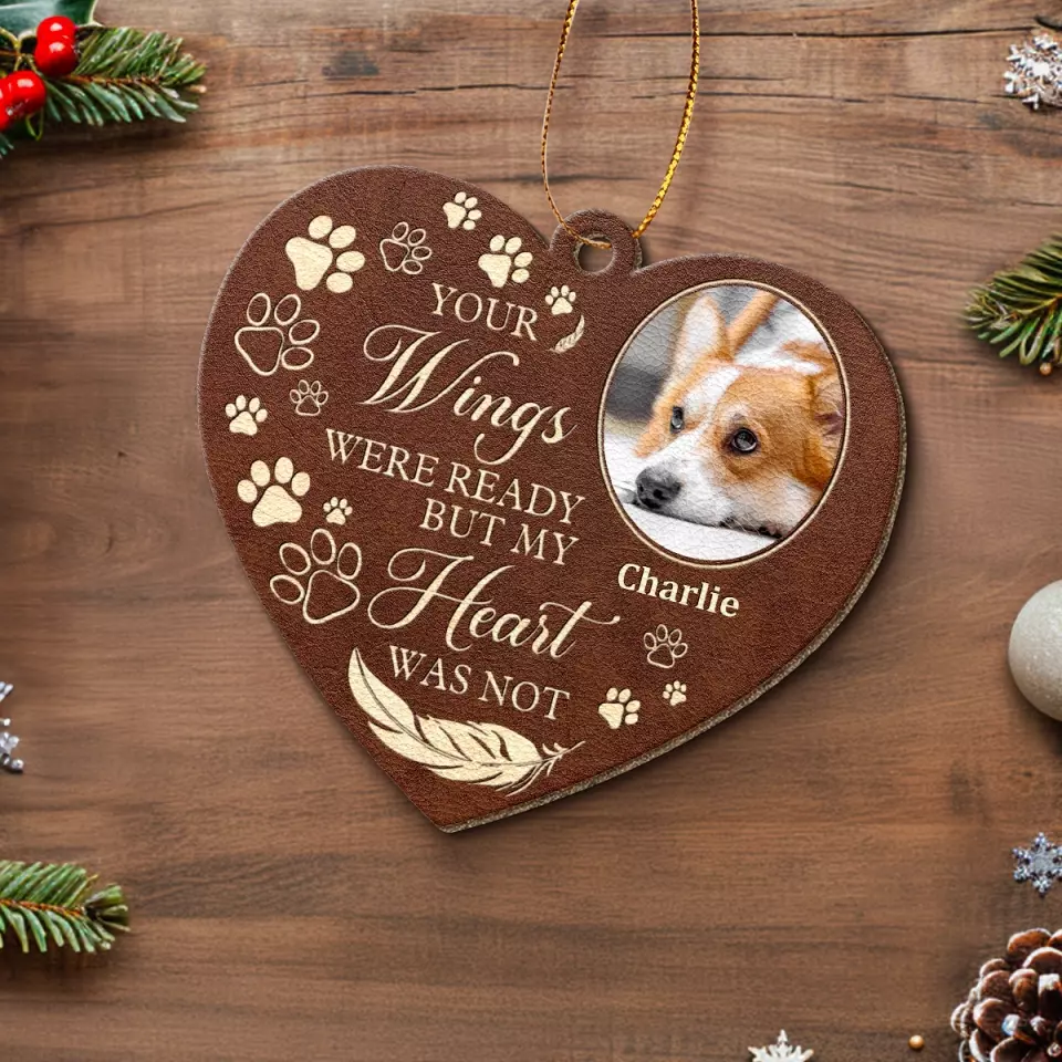 Custom Photo A Pawprint On My Heart - Memorial Personalized Custom Leather Ornament - Christmas Gift, Sympathy Gift For Pet Owners, Pet Lovers - Image 4