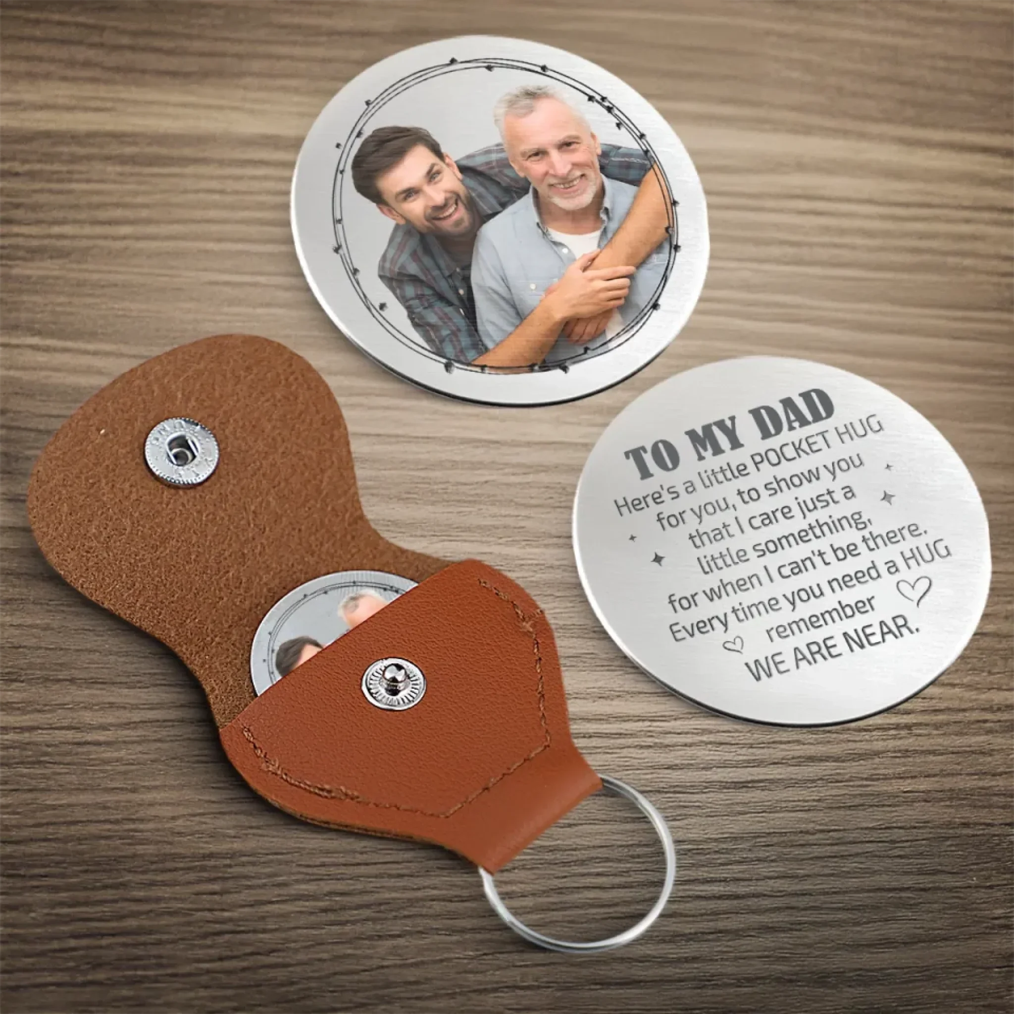 Custom Photo A Piece Of My Heart, Always By Your Side - Family Personalized Custom Pocket Hug - Father's Day, Gift For Dad, Grandpa, Son, Daughter, Grandson, Granddaughter - Image 4