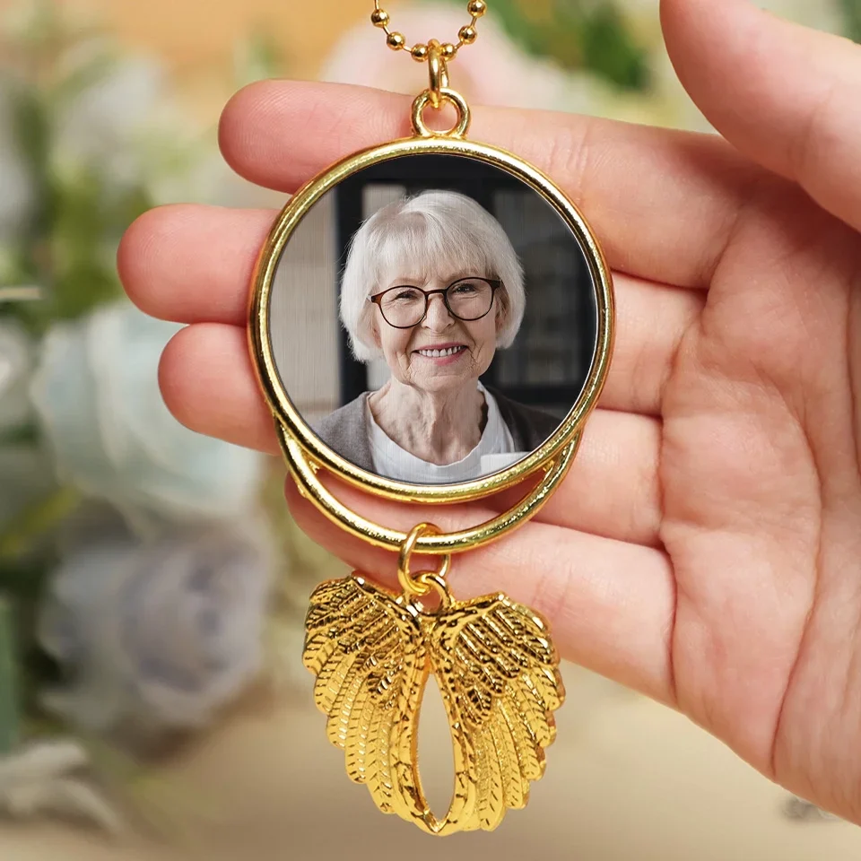 Custom Photo A Piece Of My Heart Lives In Heaven - Personalized Custom Memorial Charm Angel Wings - Sympathy Gift For Family Members - Image 4