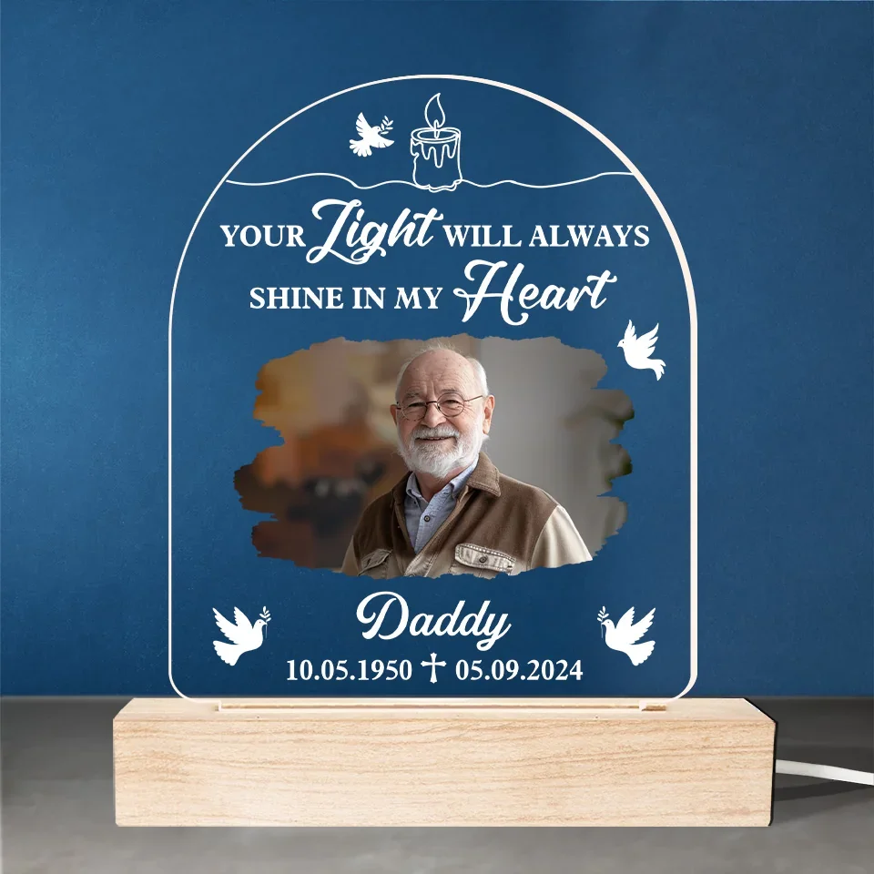 Custom Photo A Shining Soul That Will Never Be Forgotten - Memorial Personalized Custom Shaped 3D LED Light - Sympathy Gift For Family Members - Image 3