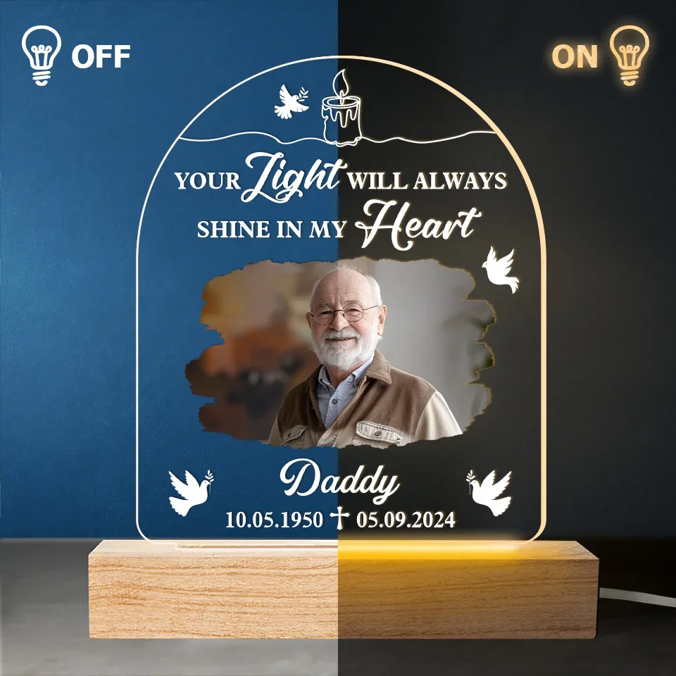 Custom Photo A Shining Soul That Will Never Be Forgotten - Memorial Personalized Custom Shaped 3D LED Light - Sympathy Gift For Family Members - Image 4