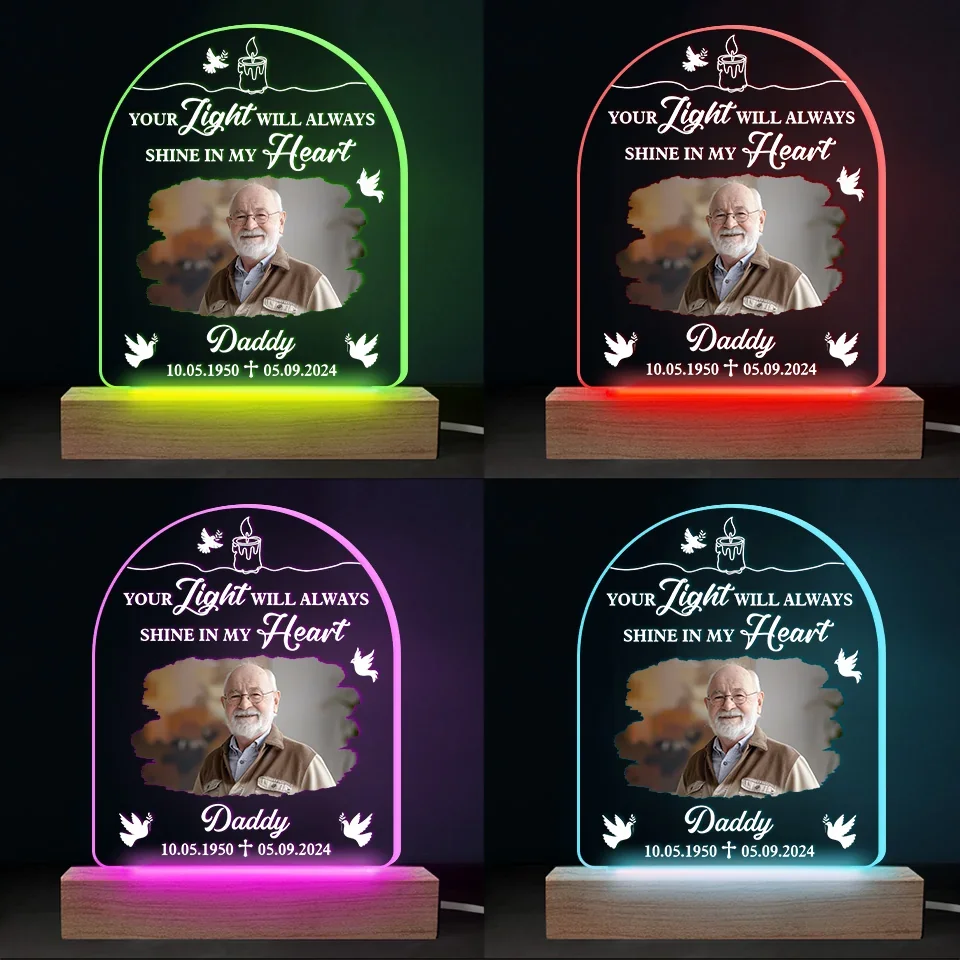 Custom Photo A Shining Soul That Will Never Be Forgotten - Memorial Personalized Custom Shaped 3D LED Light - Sympathy Gift For Family Members - Image 5