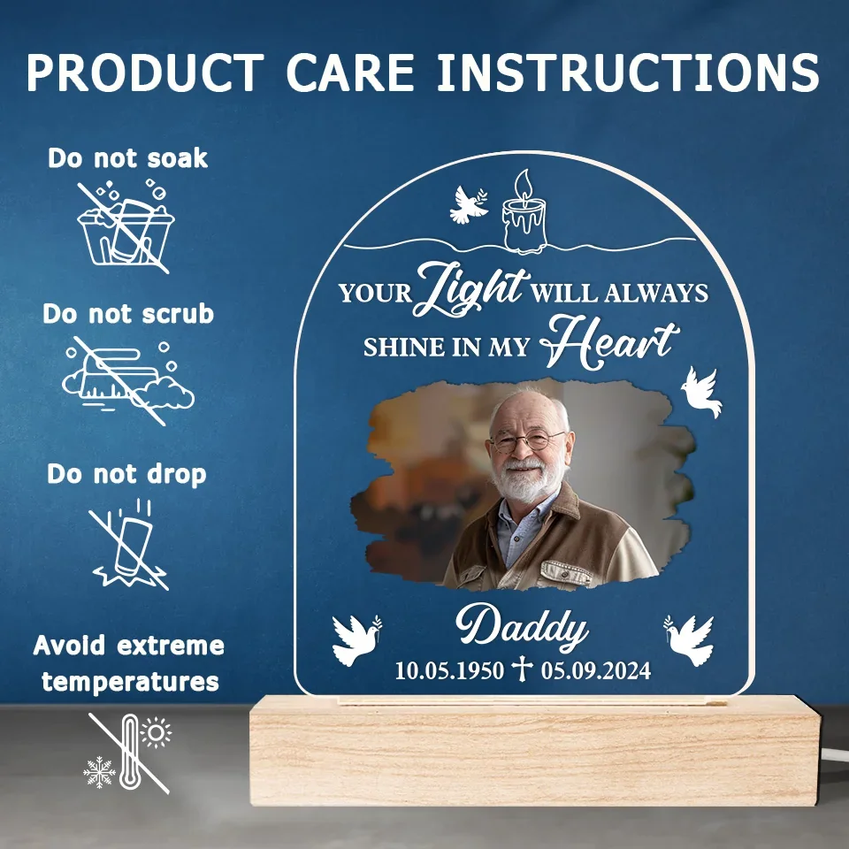Custom Photo A Shining Soul That Will Never Be Forgotten - Memorial Personalized Custom Shaped 3D LED Light - Sympathy Gift For Family Members - Image 6