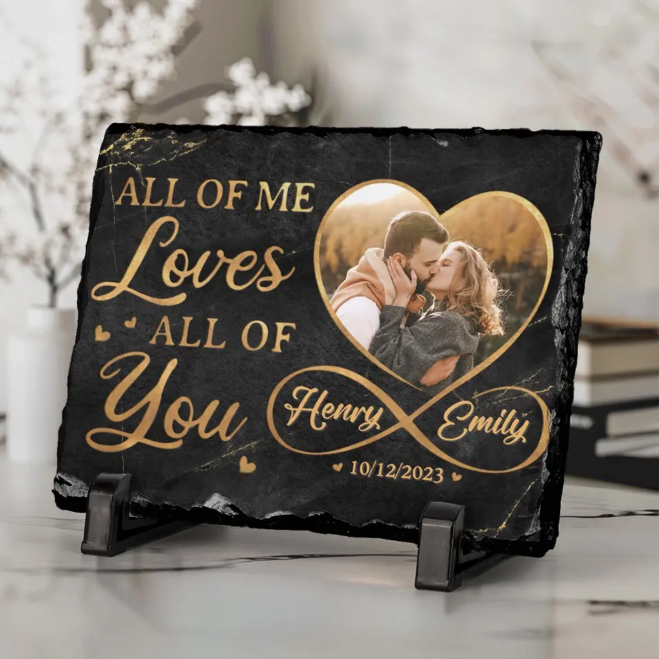 Custom Photo A True Love Story Never Ends - Couple Personalized Custom Rectangle Shaped Stone With Stand - Gift For Husband Wife, Anniversary - Image 2