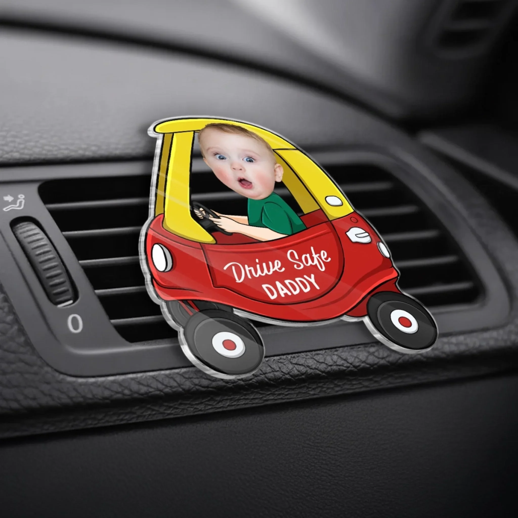 Custom Photo Acrylic Car Vent Clip - Personalized Father's Day Gifts For Dad, Grandpa - Love Rides With You - Image 3