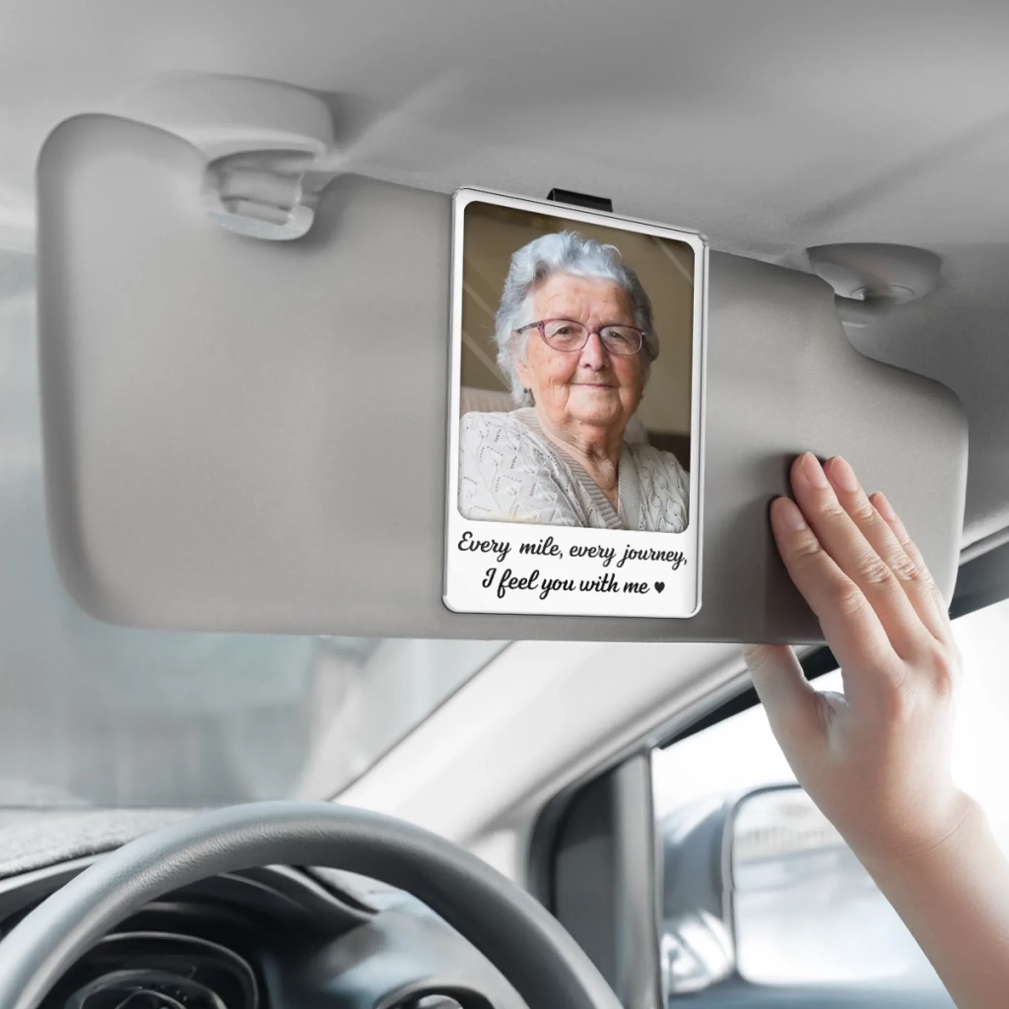 Custom Photo Acrylic Car Visor Clip - Personalized Memorial Sympathy Gifts For Loss Of Mom, Dad - Forever My Road Guardian - Image 4