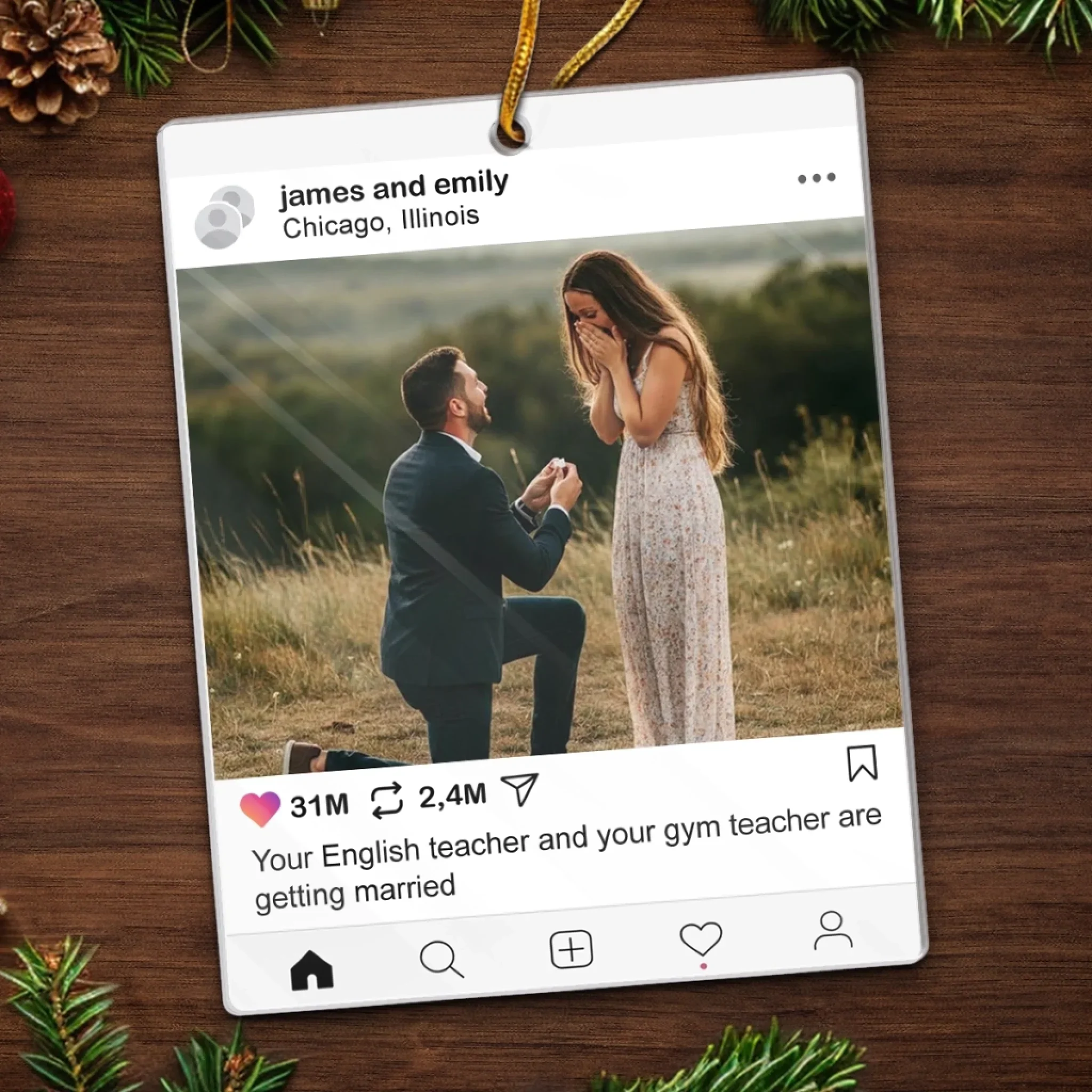 Custom Photo Acrylic Ornament - Personalized Anniversary Christmas Wedding Gifts For Husband And Wife, Him And Her - Heart Stolen, Ring Given - Image 5