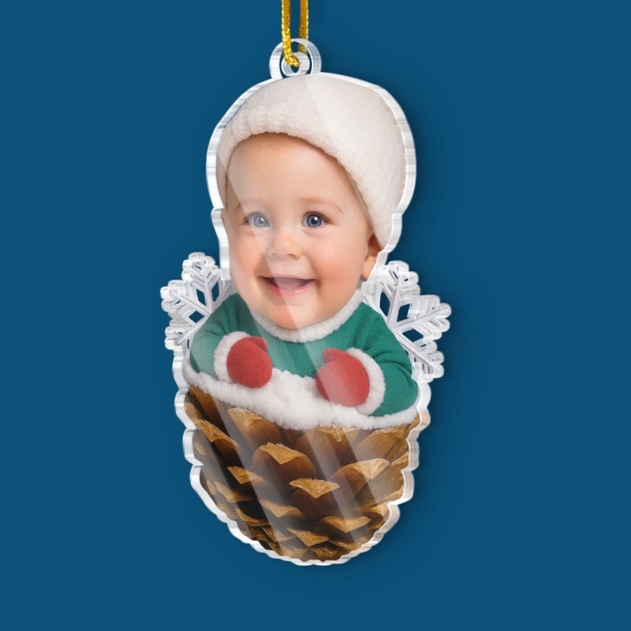 Custom Photo Acrylic Ornament - Personalized Christmas Baby Shower, Gender Reveal Gifts For New Moms, New Dads, New Parents - Cutest Pinecone On The Tree - Image 3