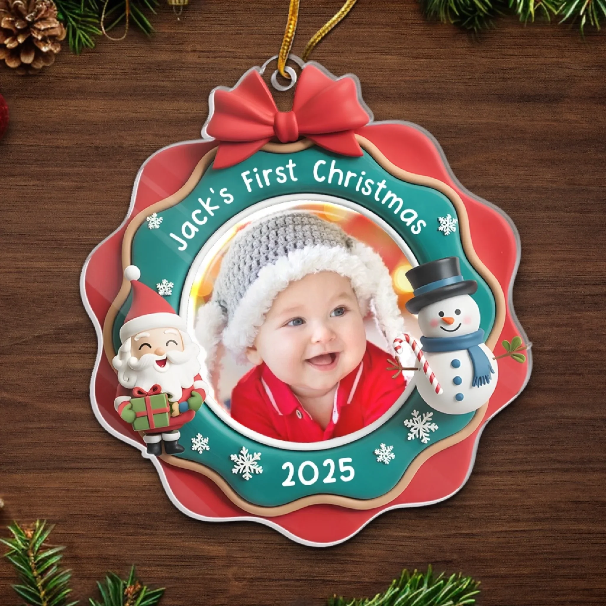 Custom Photo Acrylic Ornament - Personalized Christmas Baby Shower, Gender Reveal Gifts For New Moms, New Dads, New Parents - Jingle All The Way, Baby Style - Image 5