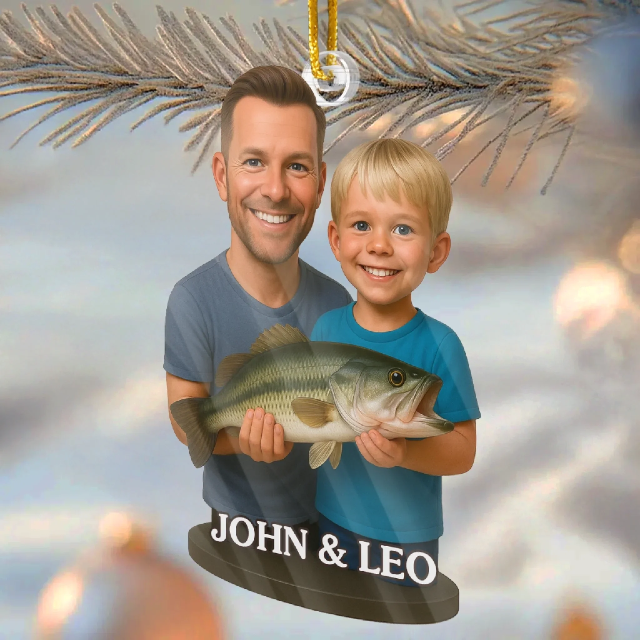 Custom Photo Acrylic Ornament - Personalized Christmas Birthday Fishing Gifts For Fisherman - Dad’s Little Fishing Partners Forever - Image 3