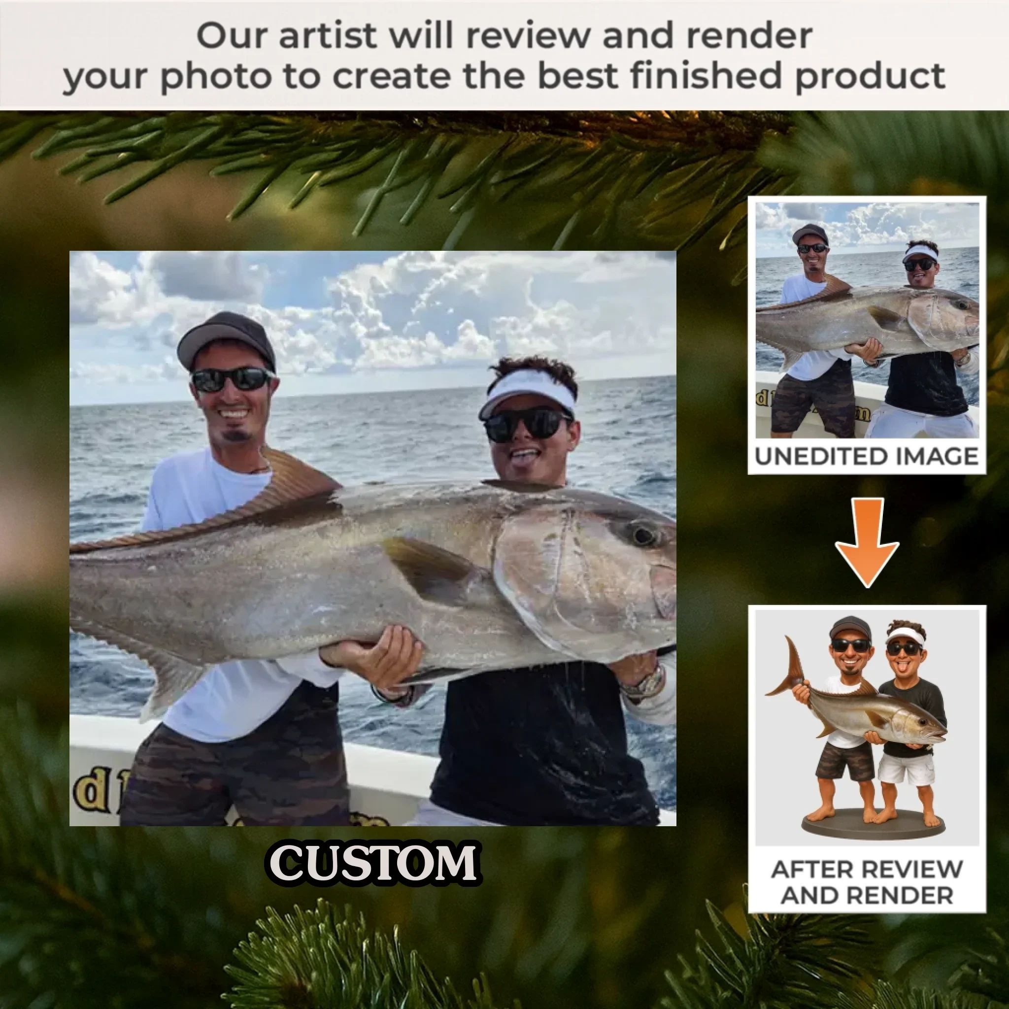 Custom Photo Acrylic Ornament - Personalized Christmas Birthday Fishing Gifts For Fisherman - Holly Jolly Fishing Day - Image 2