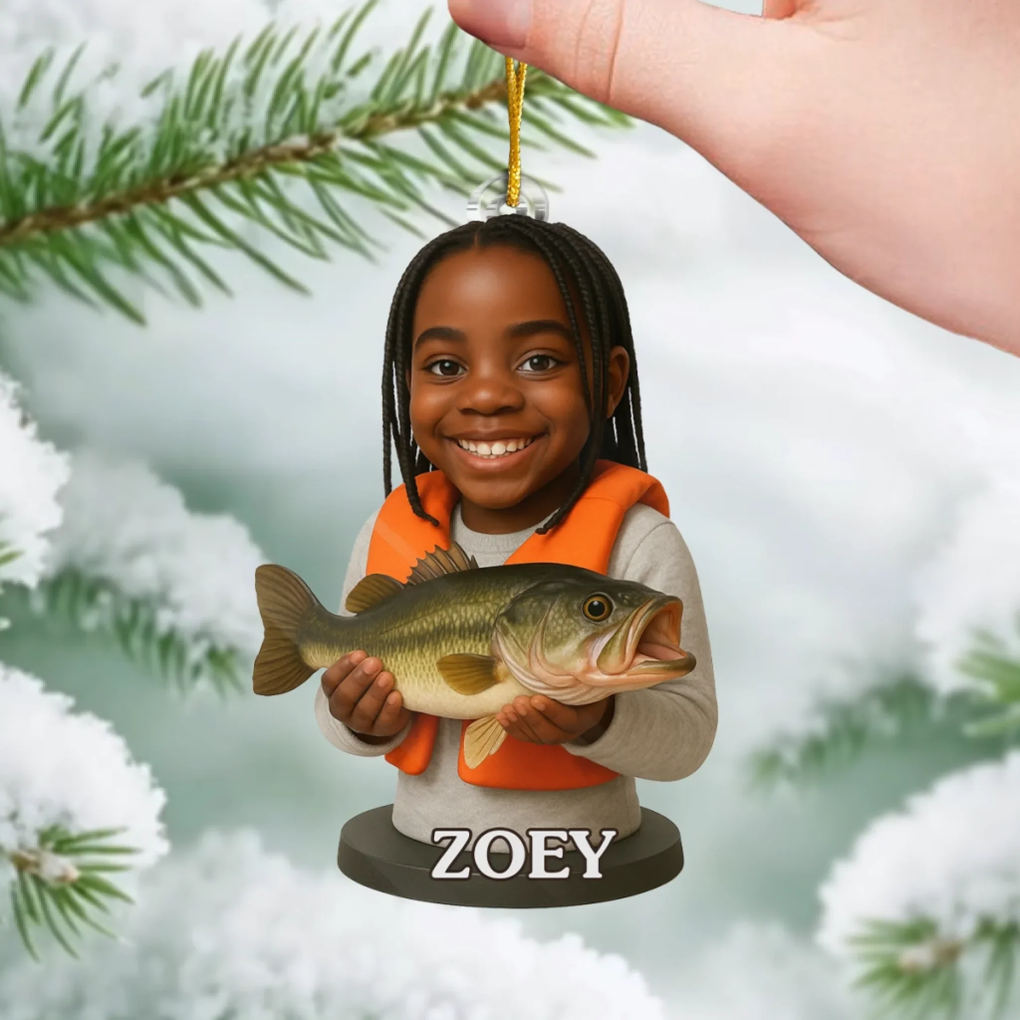 Custom Photo Acrylic Ornament - Personalized Christmas Birthday Fishing Gifts For Fisherman - Little Hands, Big Fishing Adventures - Image 4