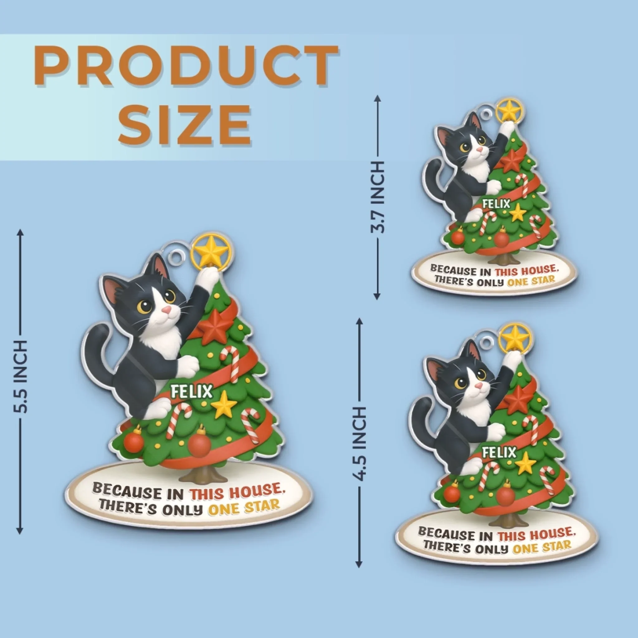 Custom Photo Acrylic Ornament - Personalized  Christmas Birthday Gifts For Dog Cat Lovers, Dog Dad And Mom, Cat Owners - Cat Steals The Show - Image 6