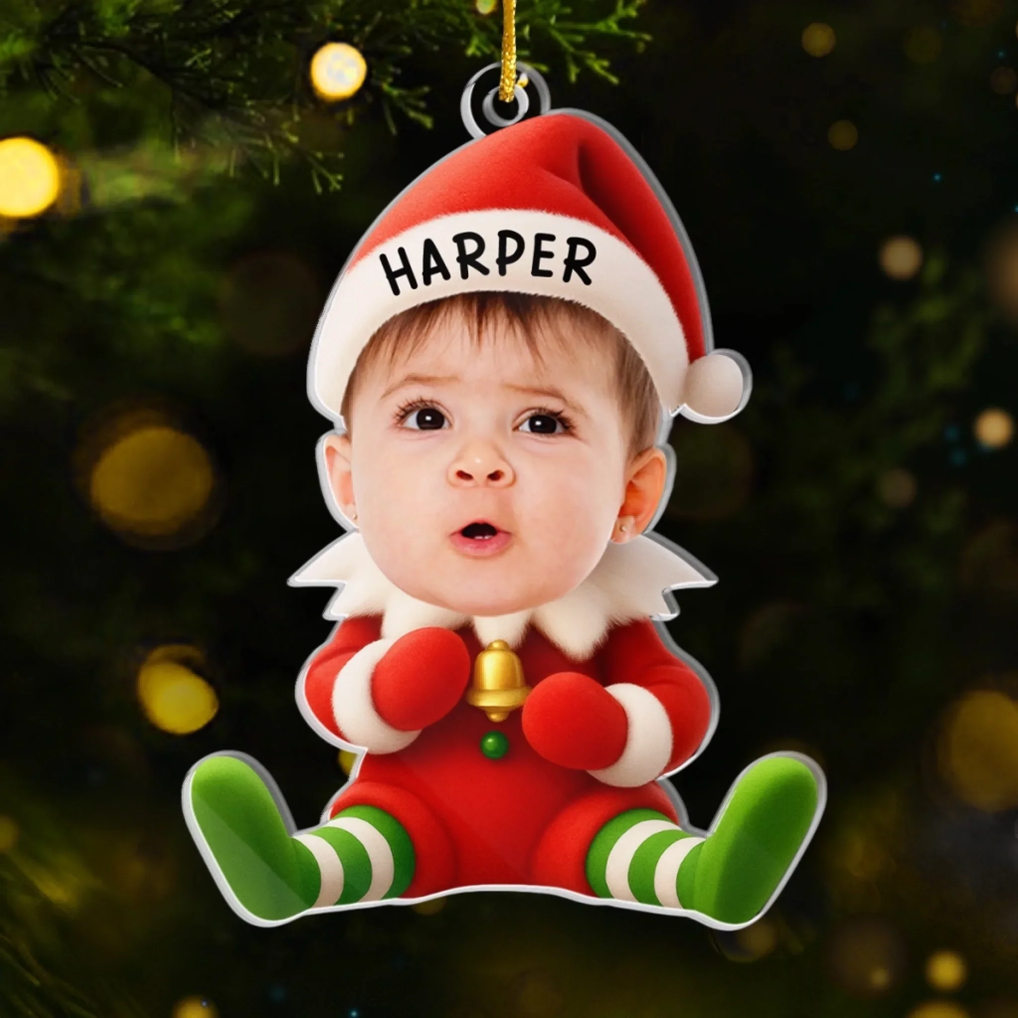 Custom Photo Acrylic Ornament - Personalized Christmas Birthday Gifts For Kids - Christmas Wonder In Tiny Hands - Image 3