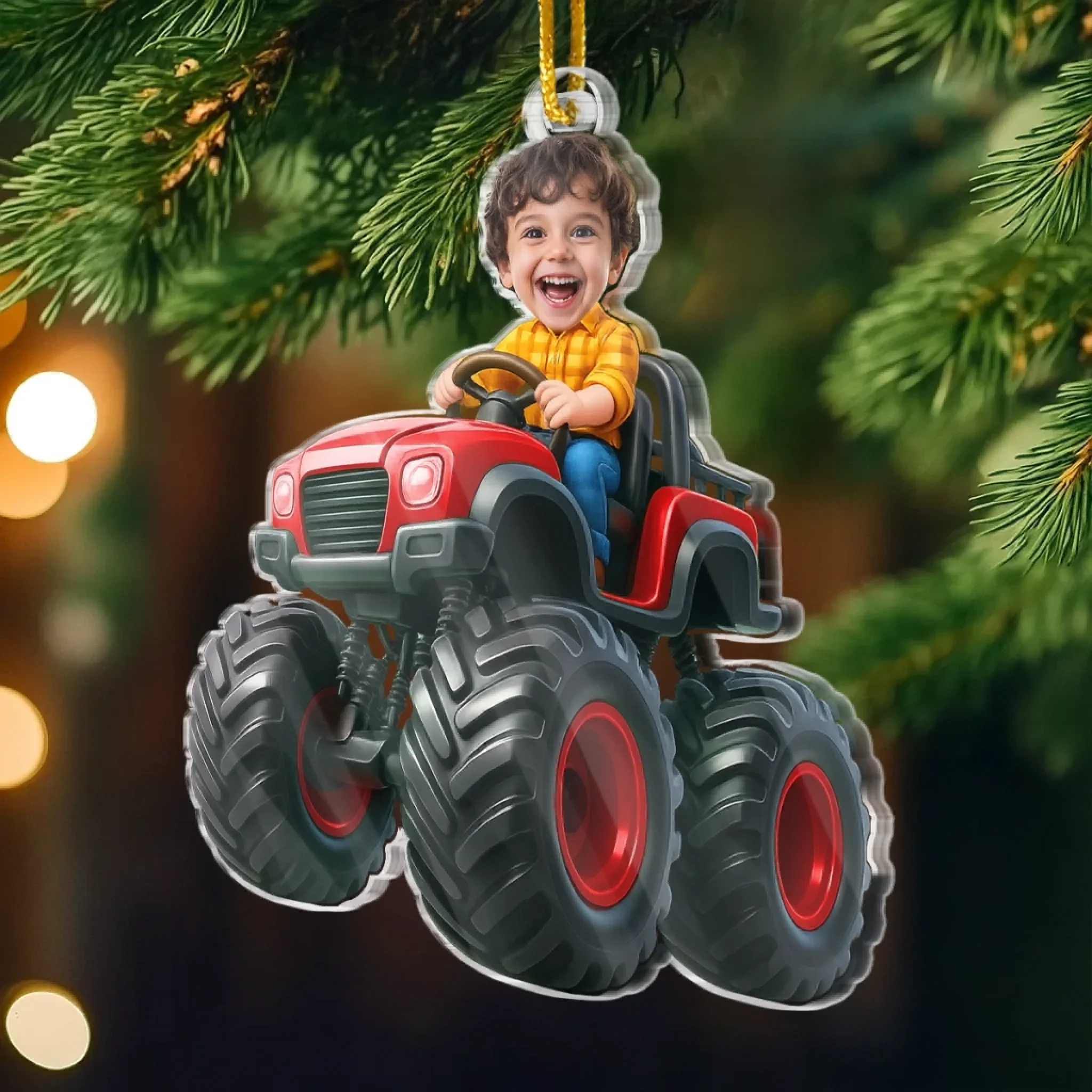 Custom Photo Acrylic Ornament - Personalized Christmas Birthday Gifts For Kids - Little Adventures Ride With Joy - Image 3