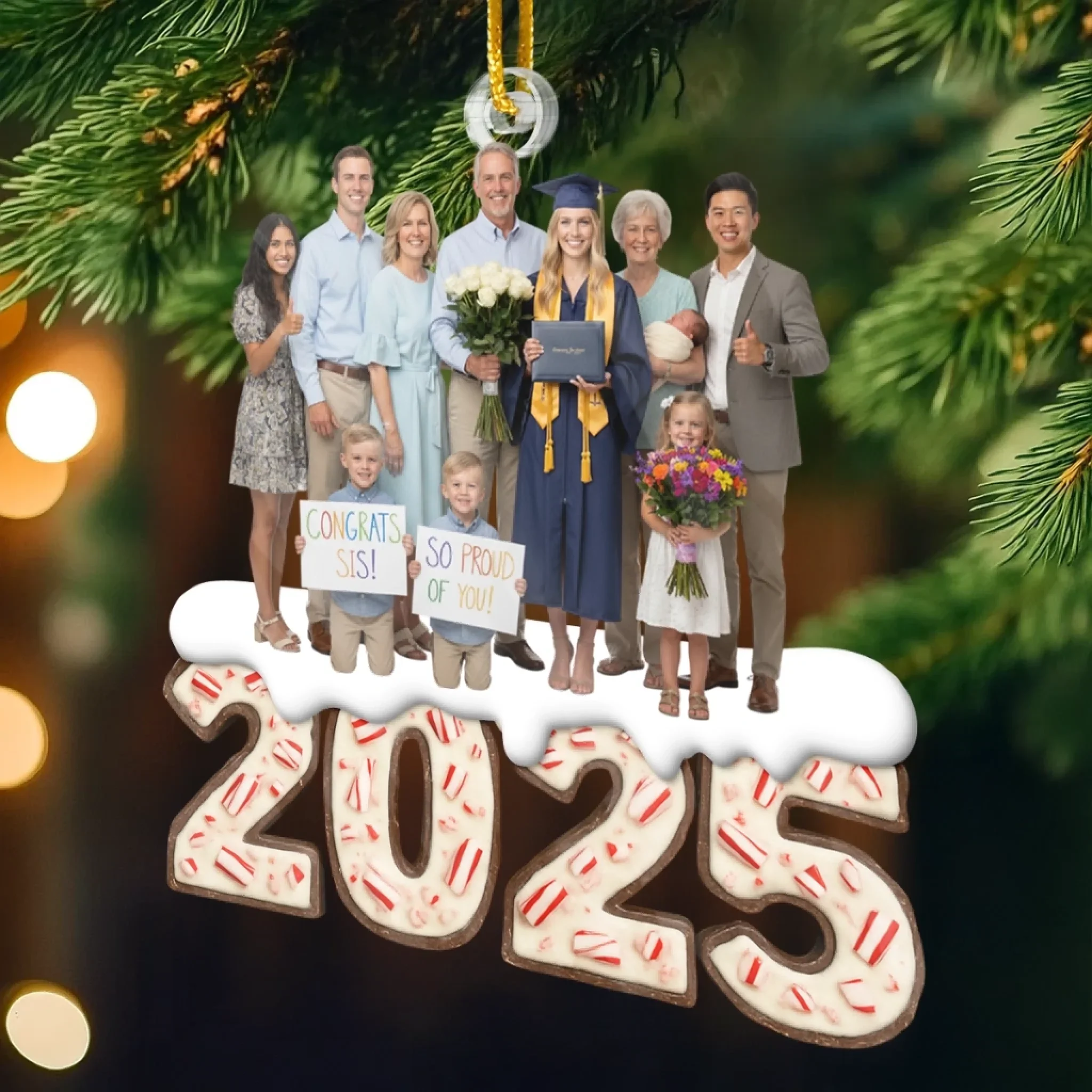 Custom Photo Acrylic Ornament - Personalized Christmas Birthday Gifts For Mom, Dad, Brother, Sister, Kids - All We Need Is Us - Image 3