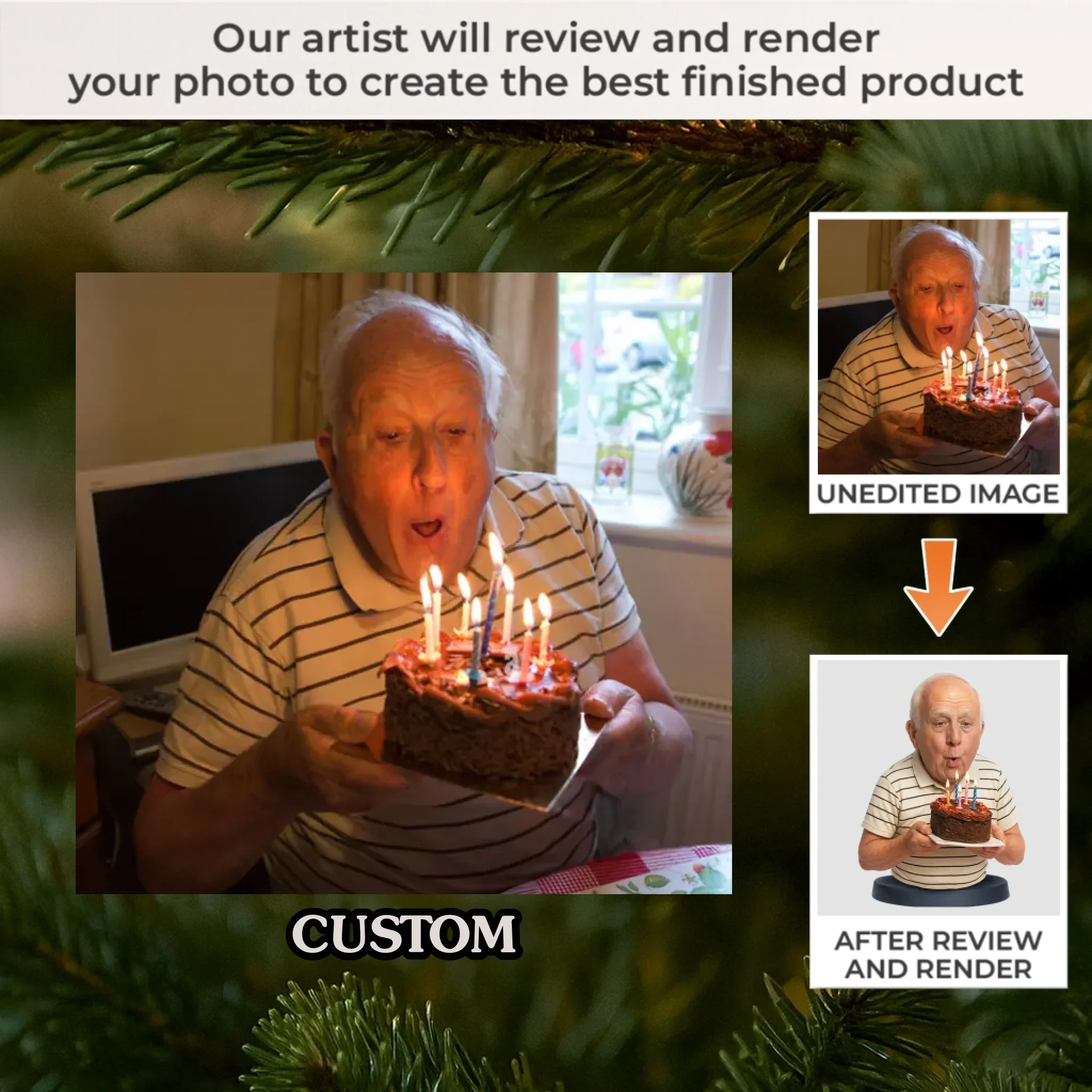 Custom Photo Acrylic Ornament - Personalized Christmas Birthday Gifts For Mom, Dad, Brother, Sister, Kids - Celebrate Today With Joyful Hearts - Image 2