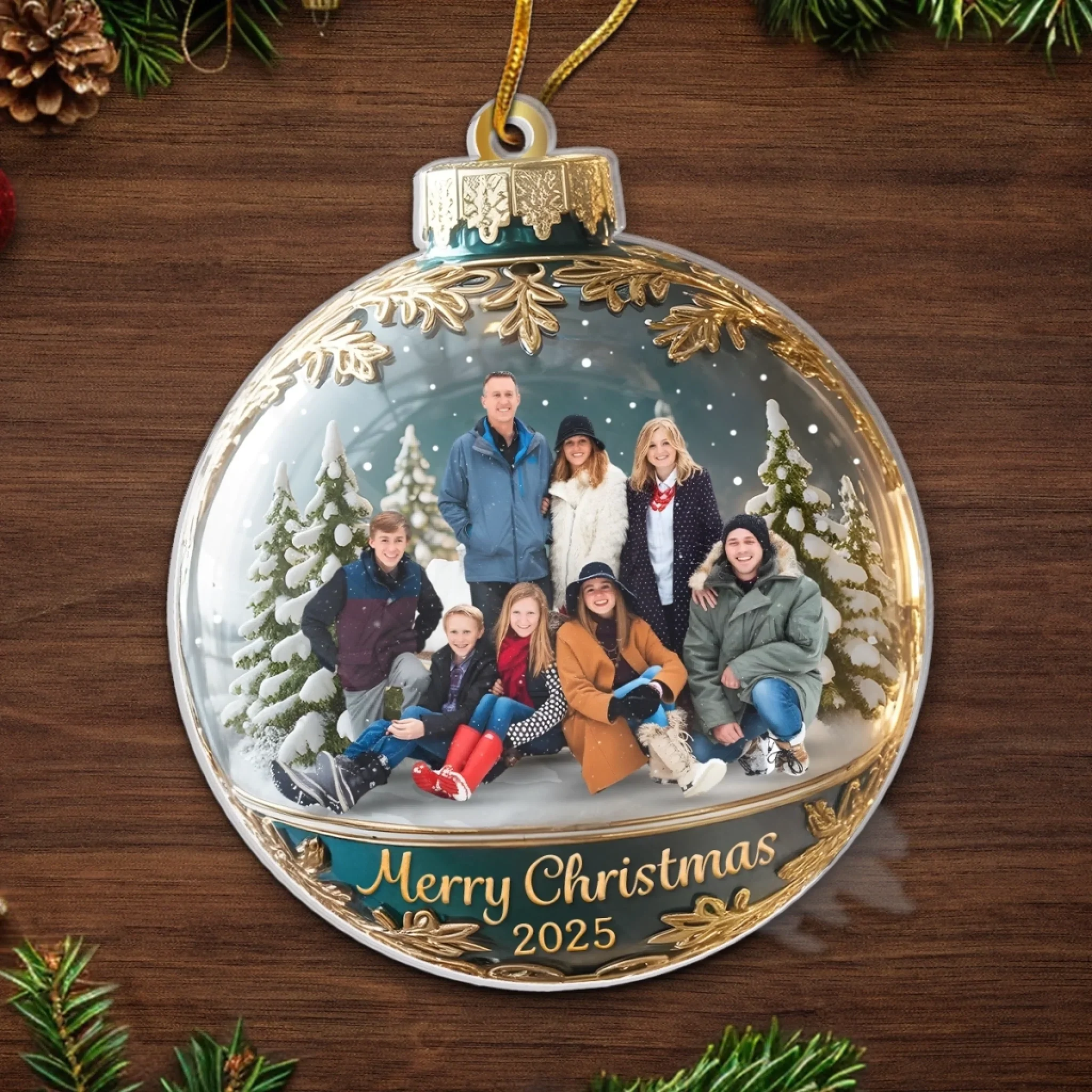 Custom Photo Acrylic Ornament - Personalized Christmas Birthday Gifts For Mom, Dad, Brother, Sister, Kids - Happiness Is Hanging Right Here - Image 5