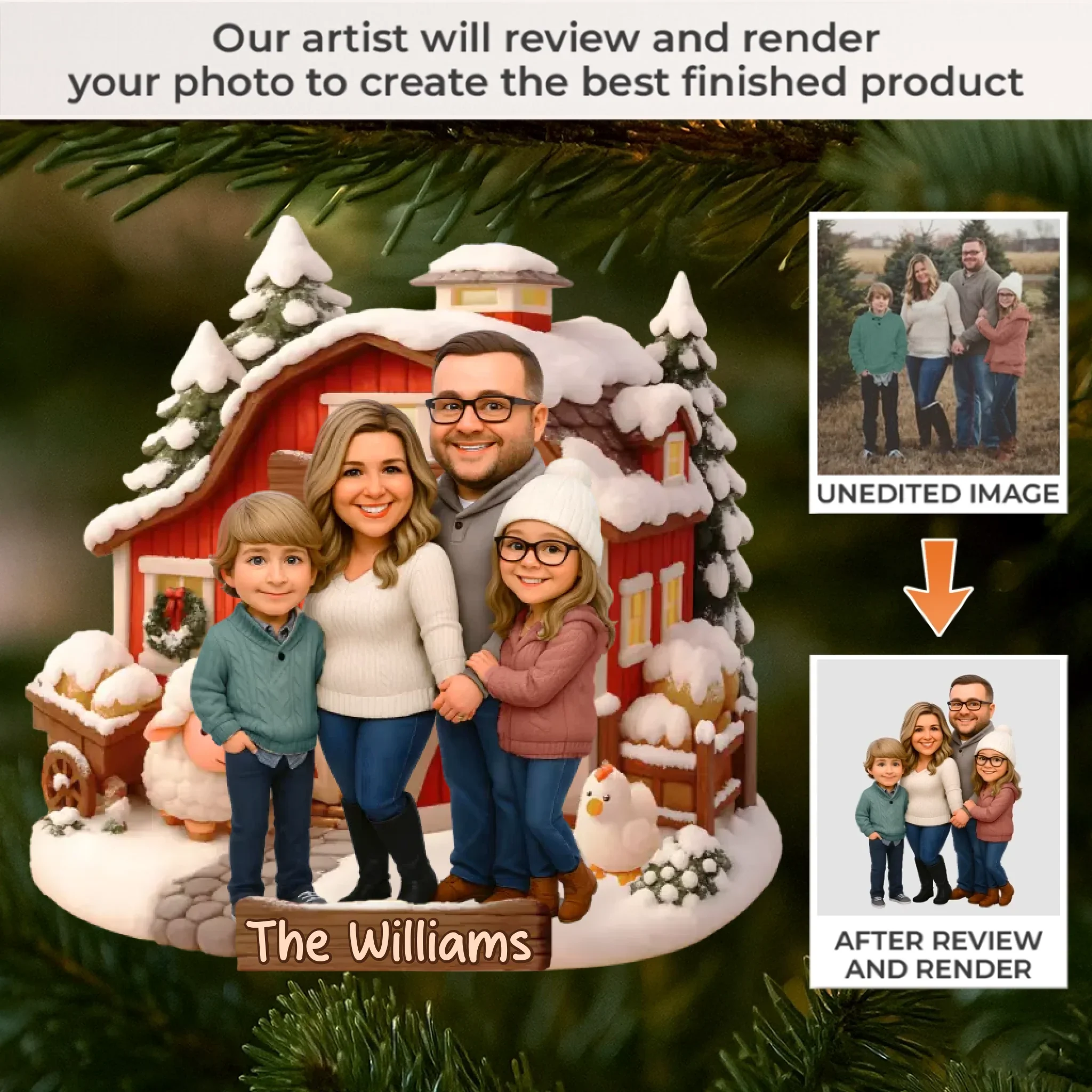 Custom Photo Acrylic Ornament - Personalized Christmas Birthday Gifts For Mom, Dad, Brother, Sister, Kids - Our Little World Of Love - Image 2