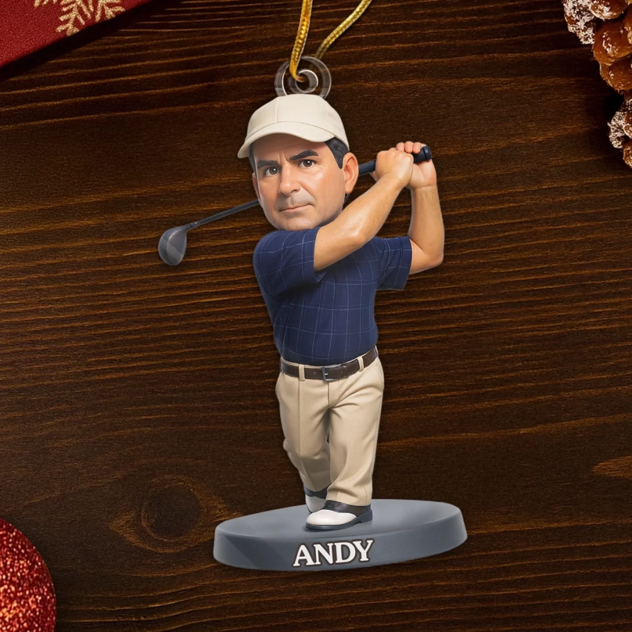 Custom Photo Acrylic Ornament - Personalized Christmas Birthday Golf Gifts For Men, Women - Peace Found In Every Swing - Image 5