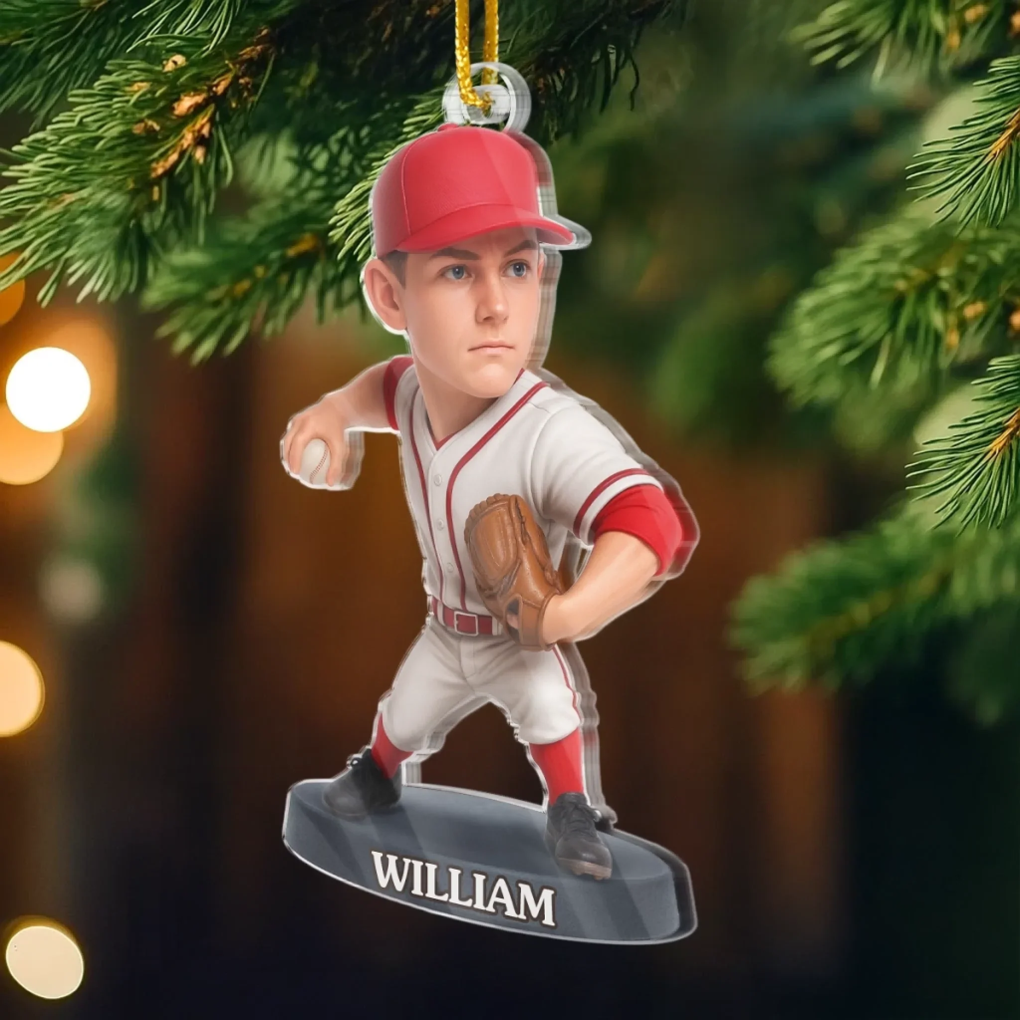 Custom Photo Acrylic Ornament - Personalized Christmas Birthday Sport Gifts For Sports Lovers - Born To Pitch, Built To Win - Image 3
