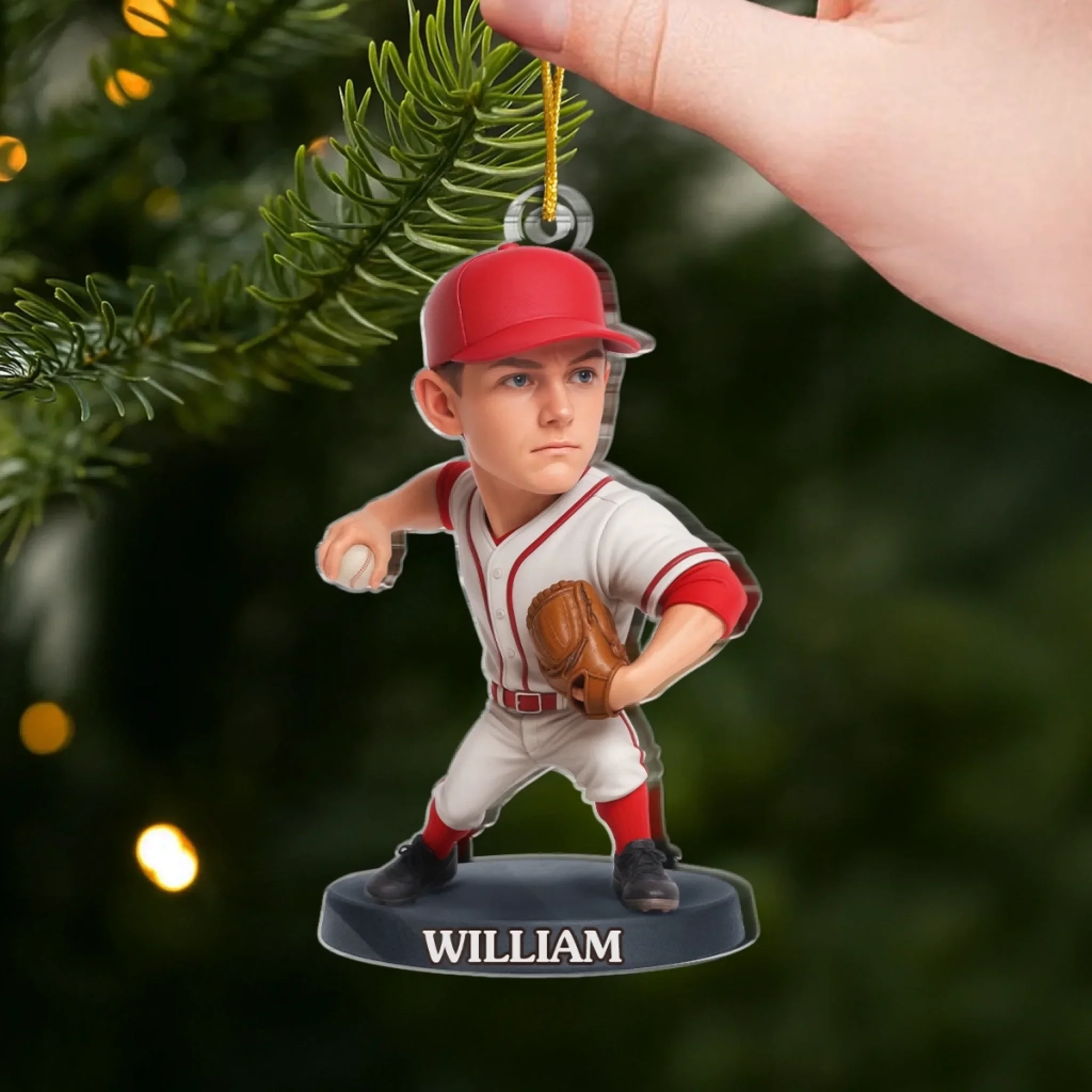Custom Photo Acrylic Ornament - Personalized Christmas Birthday Sport Gifts For Sports Lovers - Born To Pitch, Built To Win - Image 4