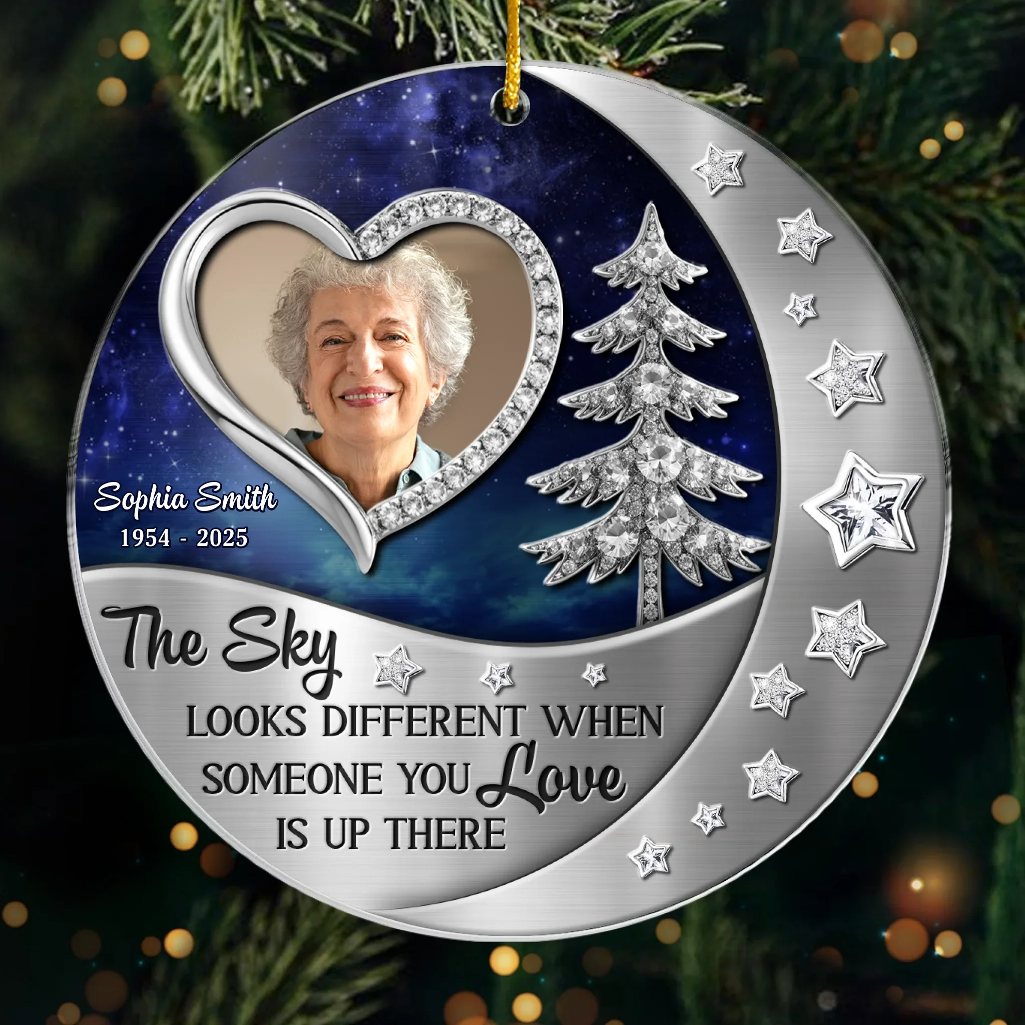 Custom Photo Acrylic Ornament - Personalized Christmas Memorial Sympathy Gifts For Loss Of Mom, Dad - In Our Hearts Forevermore - Image 2