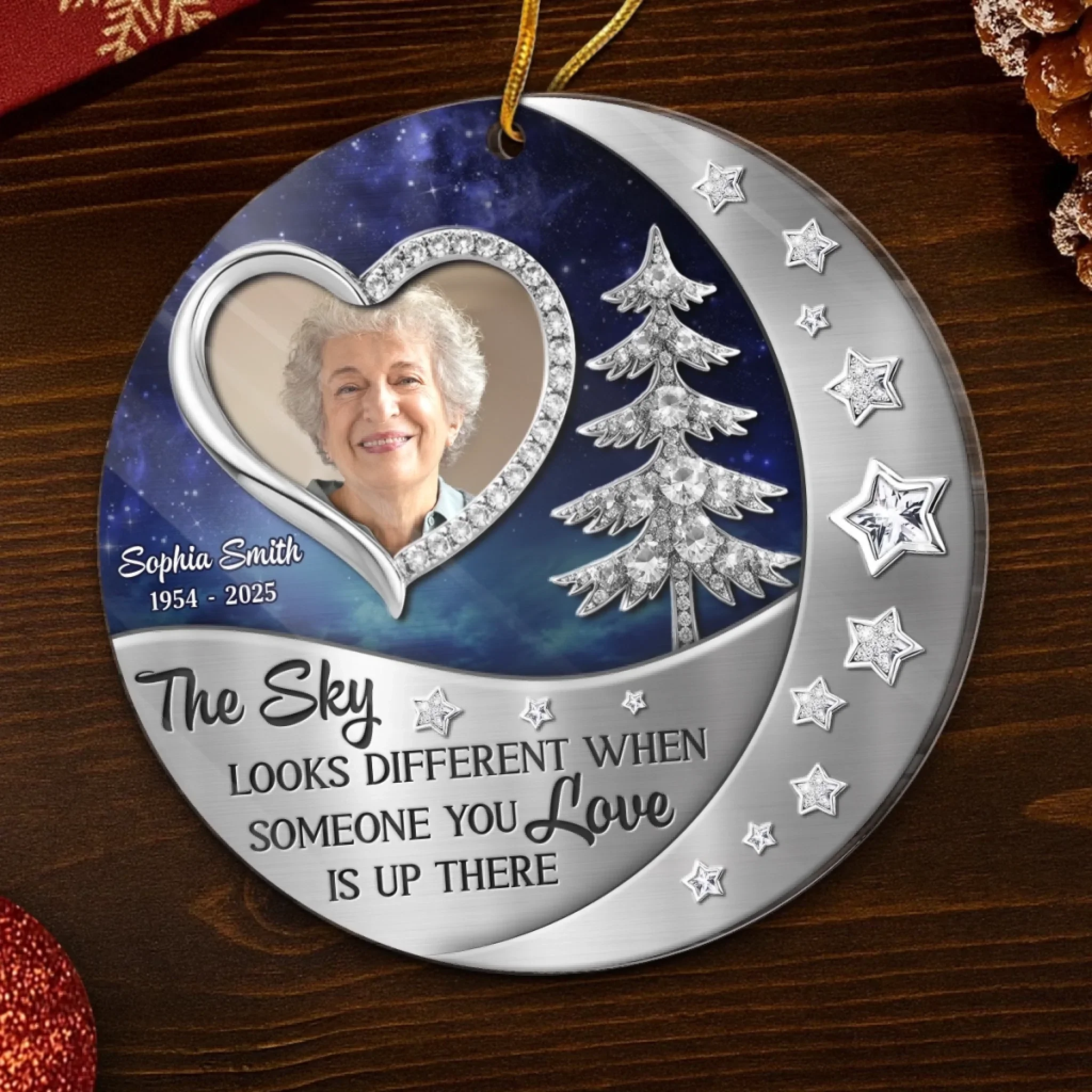 Custom Photo Acrylic Ornament - Personalized Christmas Memorial Sympathy Gifts For Loss Of Mom, Dad - In Our Hearts Forevermore - Image 5