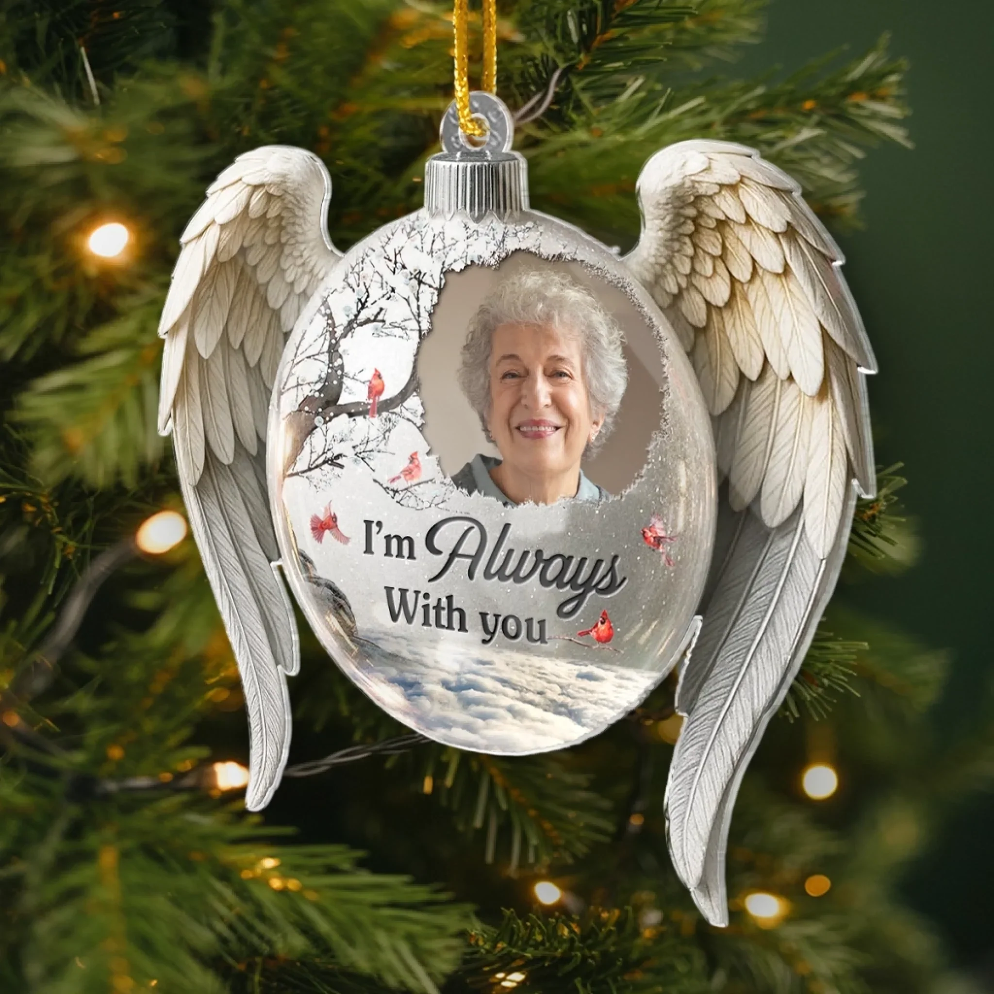 Custom Photo Acrylic Ornament - Personalized Christmas Memorial Sympathy Gifts For Loss Of Mom, Dad - Your Light Still Touches My Days - Image 3