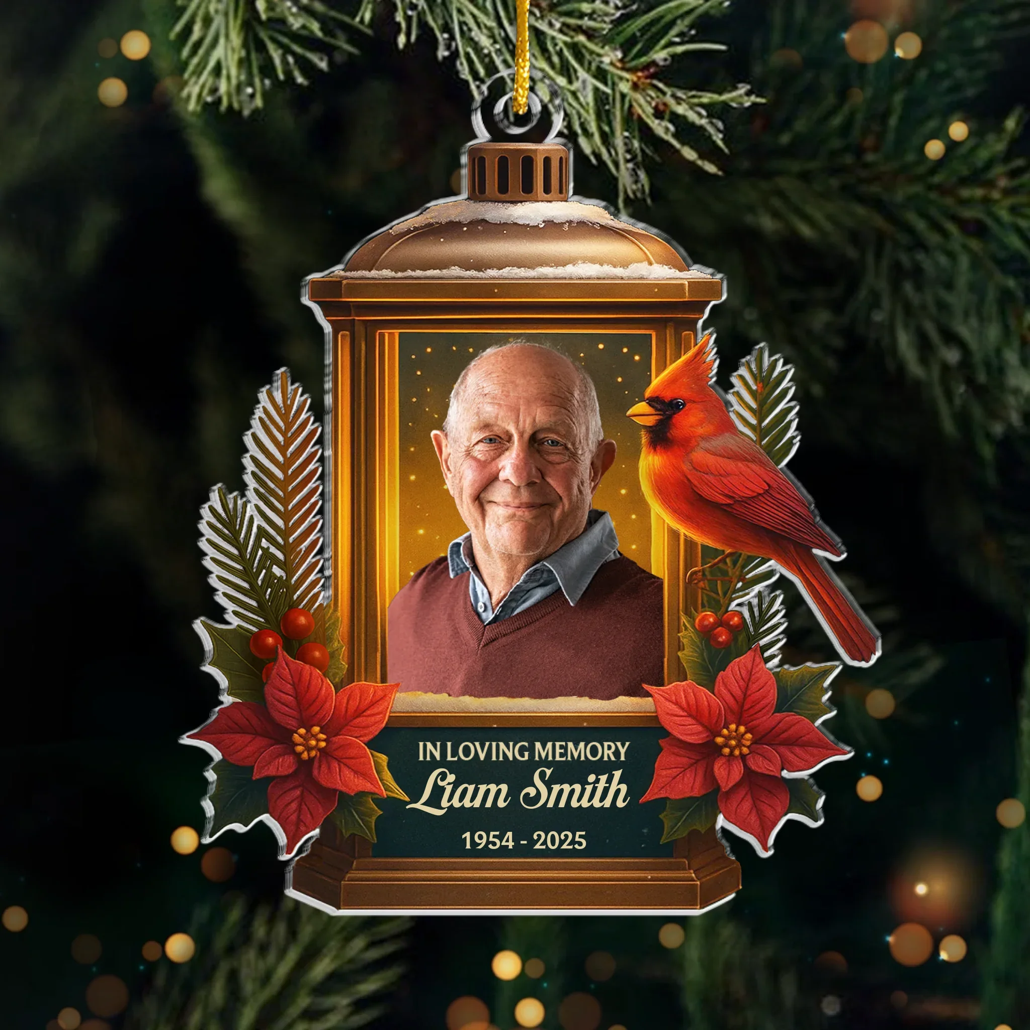 Custom Photo Acrylic Ornament - Personalized Memorial Sympathy Gifts For Loss Of Mom, Dad - Guided By Your Light - Image 2