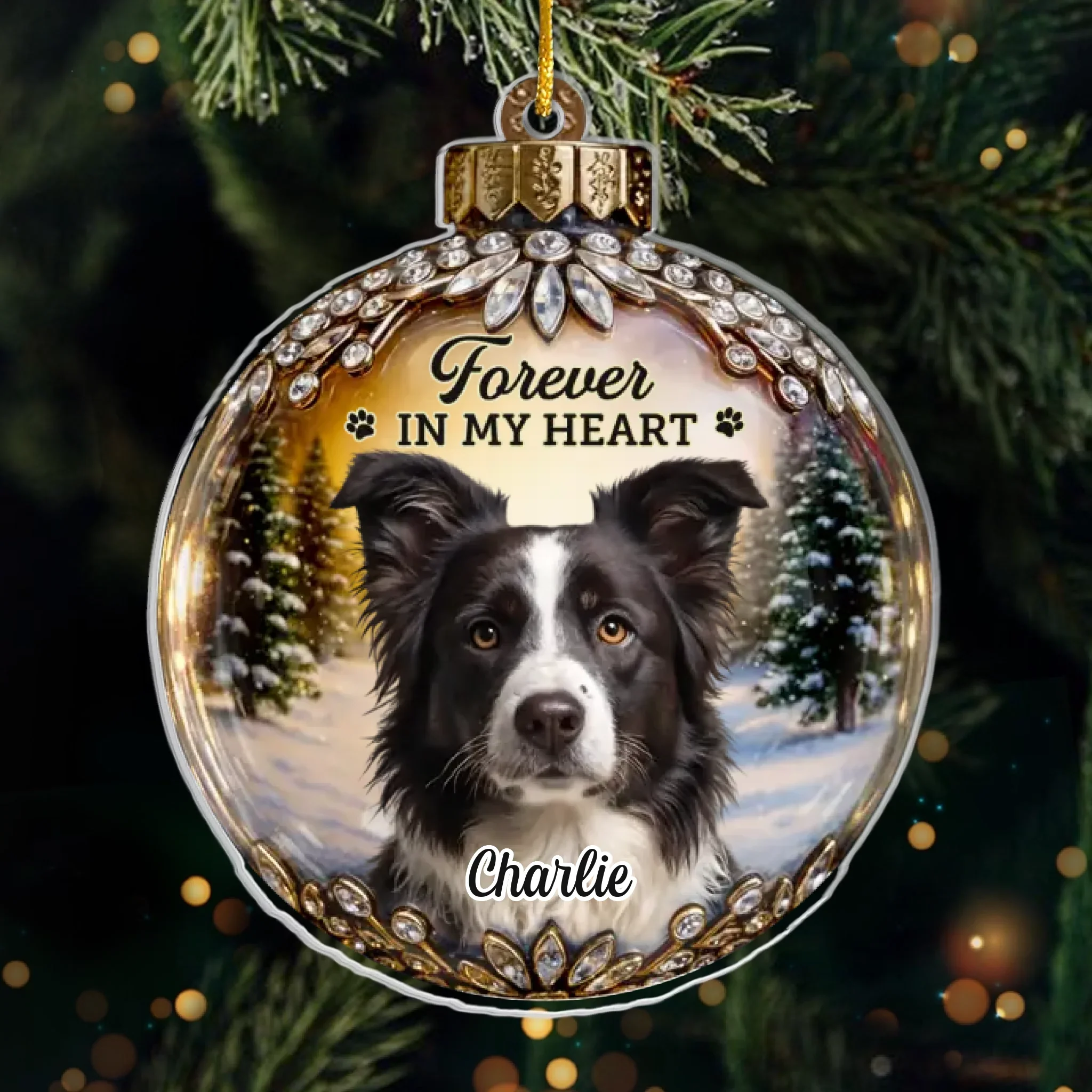 Custom Photo Acrylic Ornament - Personalized Pet Christmas Memorial Sympathy Gifts For Dogs, Cats - Every Star Carries Your Light - Image 2