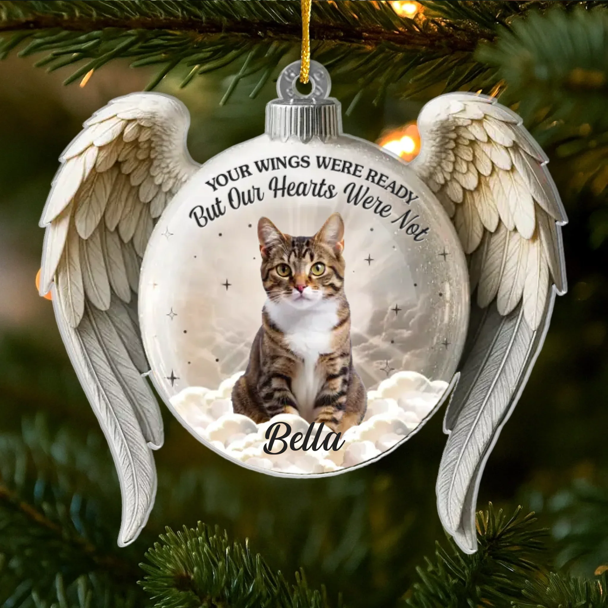 Custom Photo Acrylic Ornament - Personalized Pet Christmas Memorial Sympathy Gifts For Dogs, Cats - My Angel With Fur - Image 2