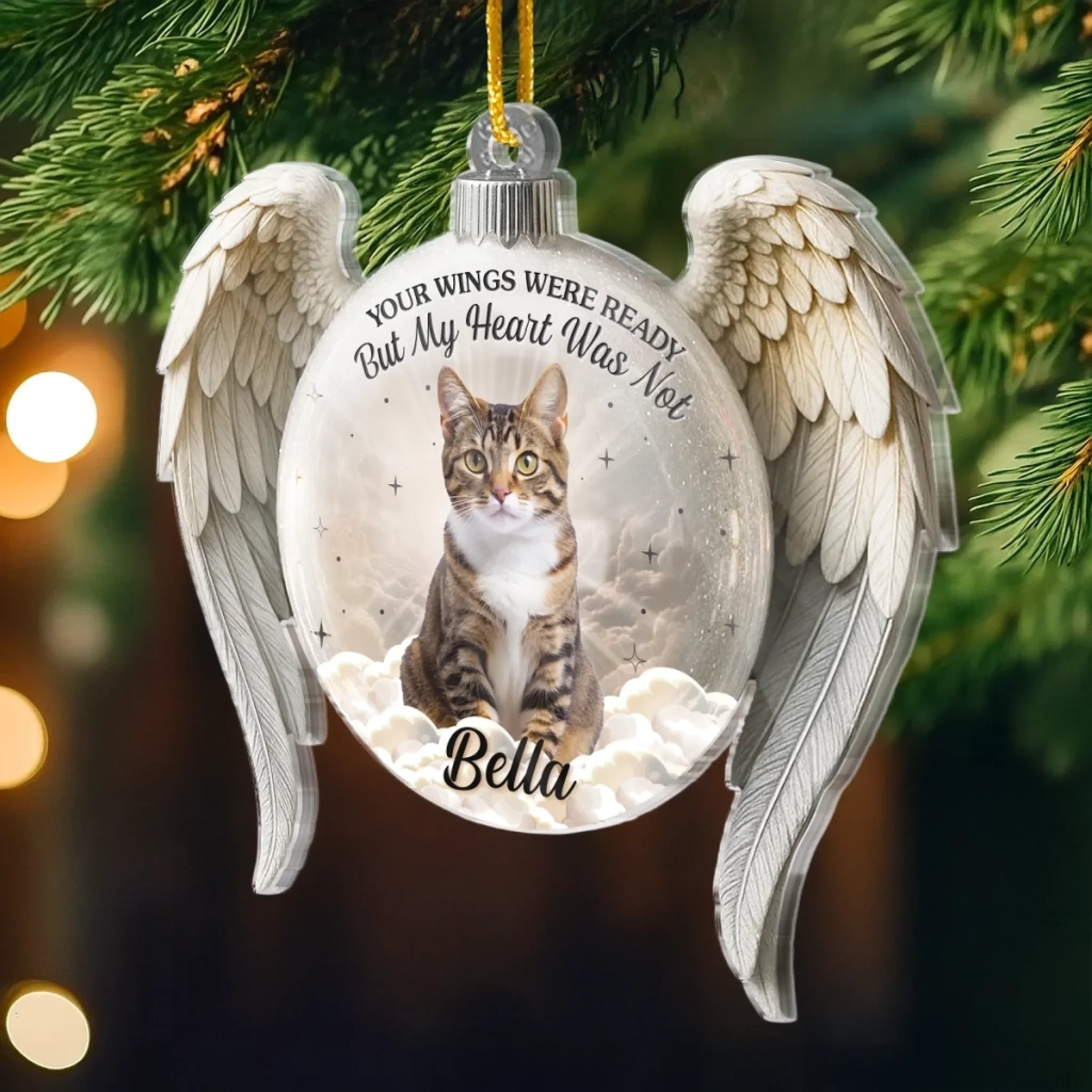 Custom Photo Acrylic Ornament - Personalized Pet Christmas Memorial Sympathy Gifts For Dogs, Cats - My Angel With Fur - Image 3