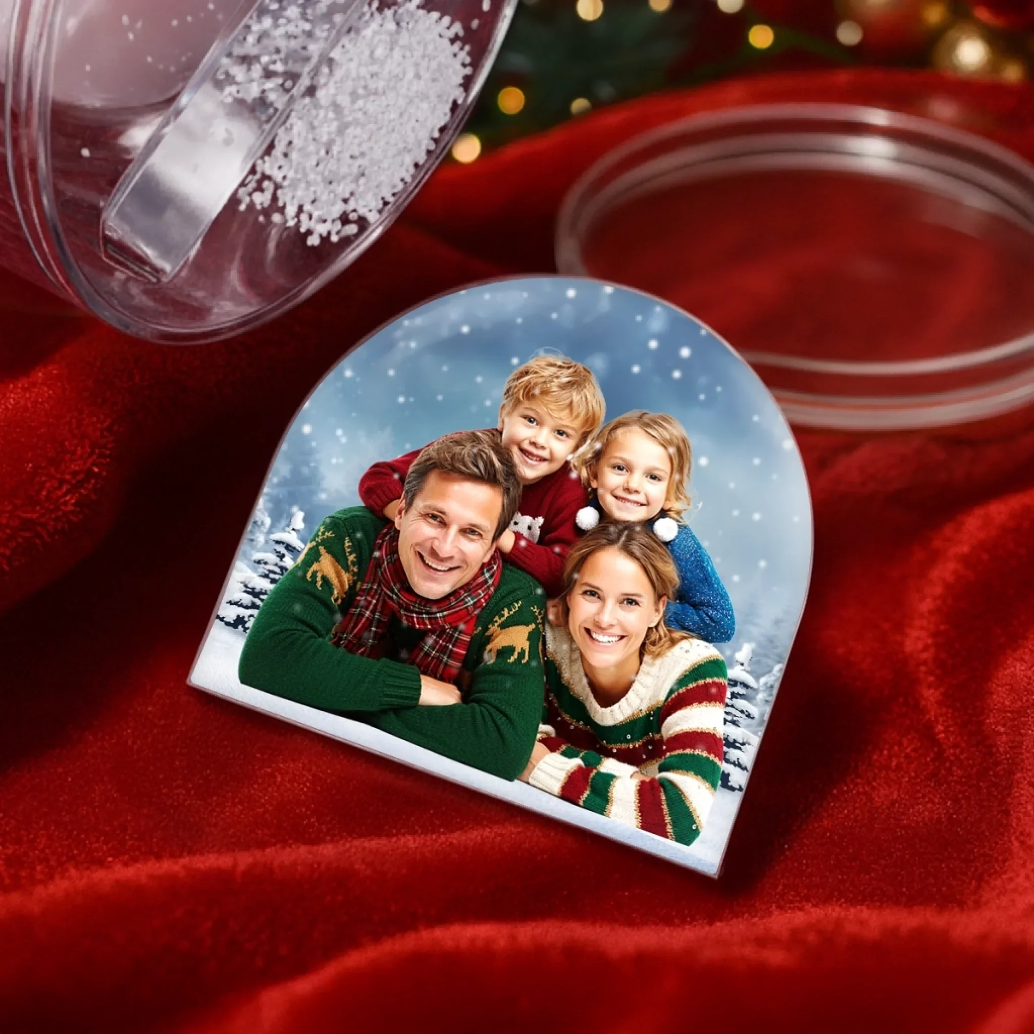 Custom Photo Acrylic Snow Globe - Personalized Christmas Birthday Gifts For Mom, Dad, Brother, Sister, Kids - Encircled By Our Love - Image 4