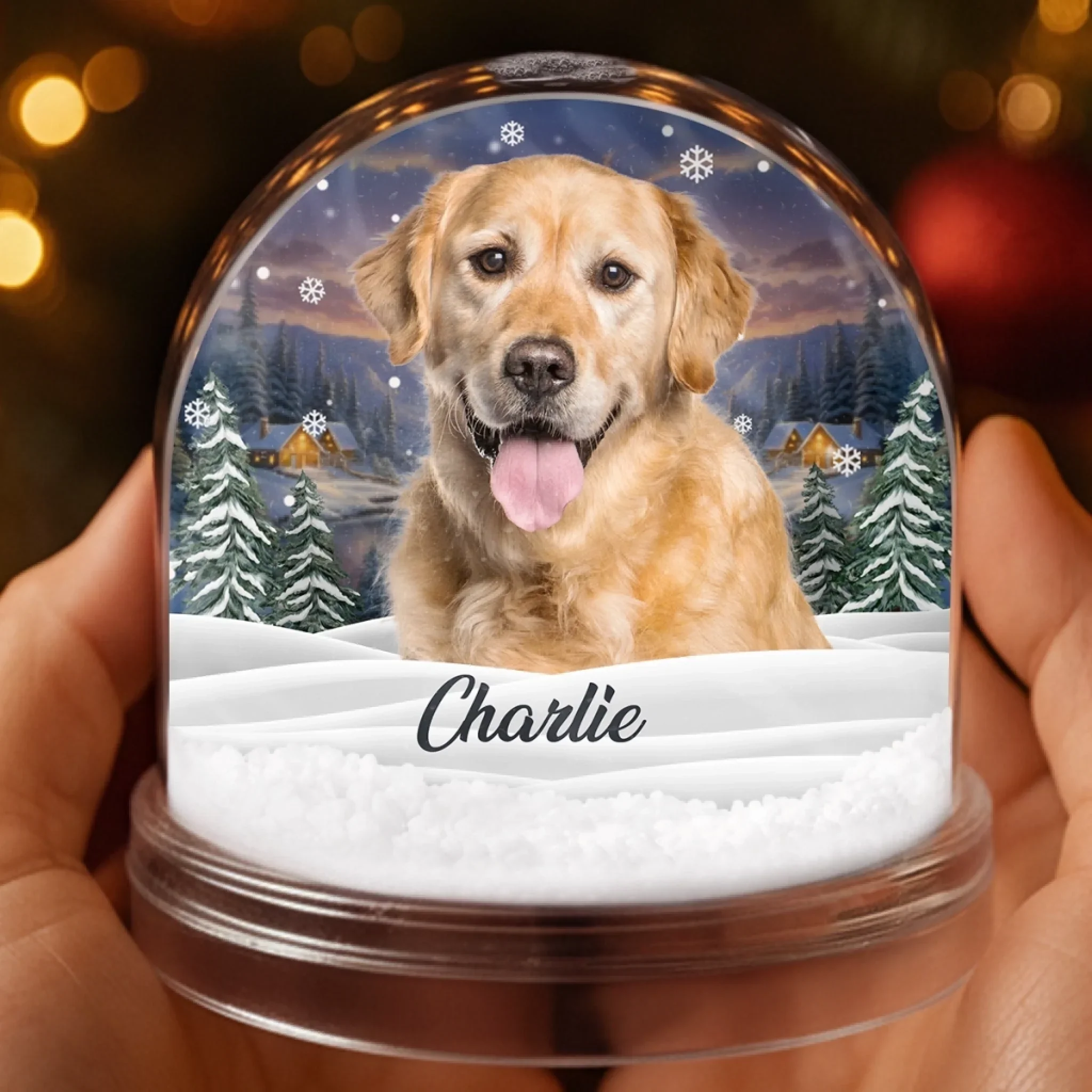 Custom Photo Acrylic Snow Globe - Personalized Pet Christmas Memorial Sympathy Gifts For Dogs, Cats - Miss You In Every Gentle Breeze - Image 3