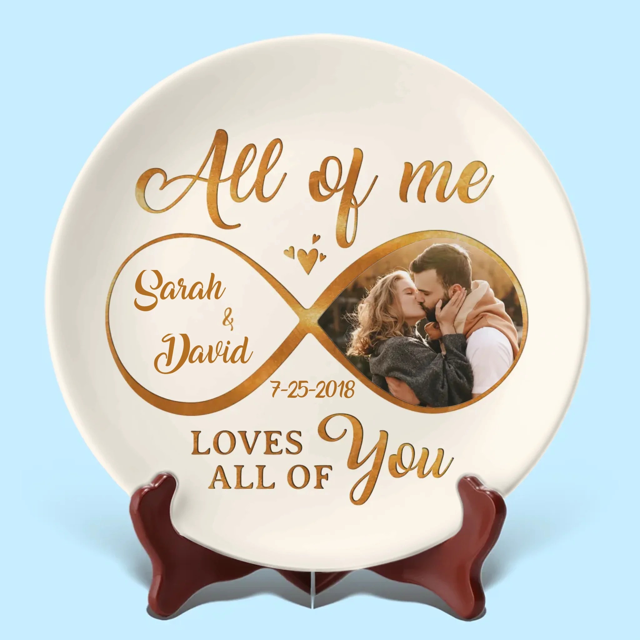 Custom Photo All My Heart, All My Love - Couple Personalized Custom Ceramic Plate - Gift For Husband Wife, Anniversary - Image 2