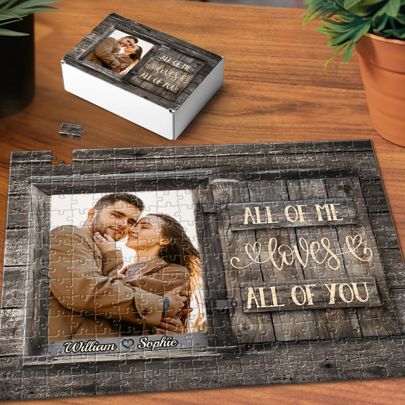 Custom Photo All Of Me Loves All Of You - Couple Personalized Custom Jigsaw Puzzle - Gift For Husband Wife, Anniversary - Image 2