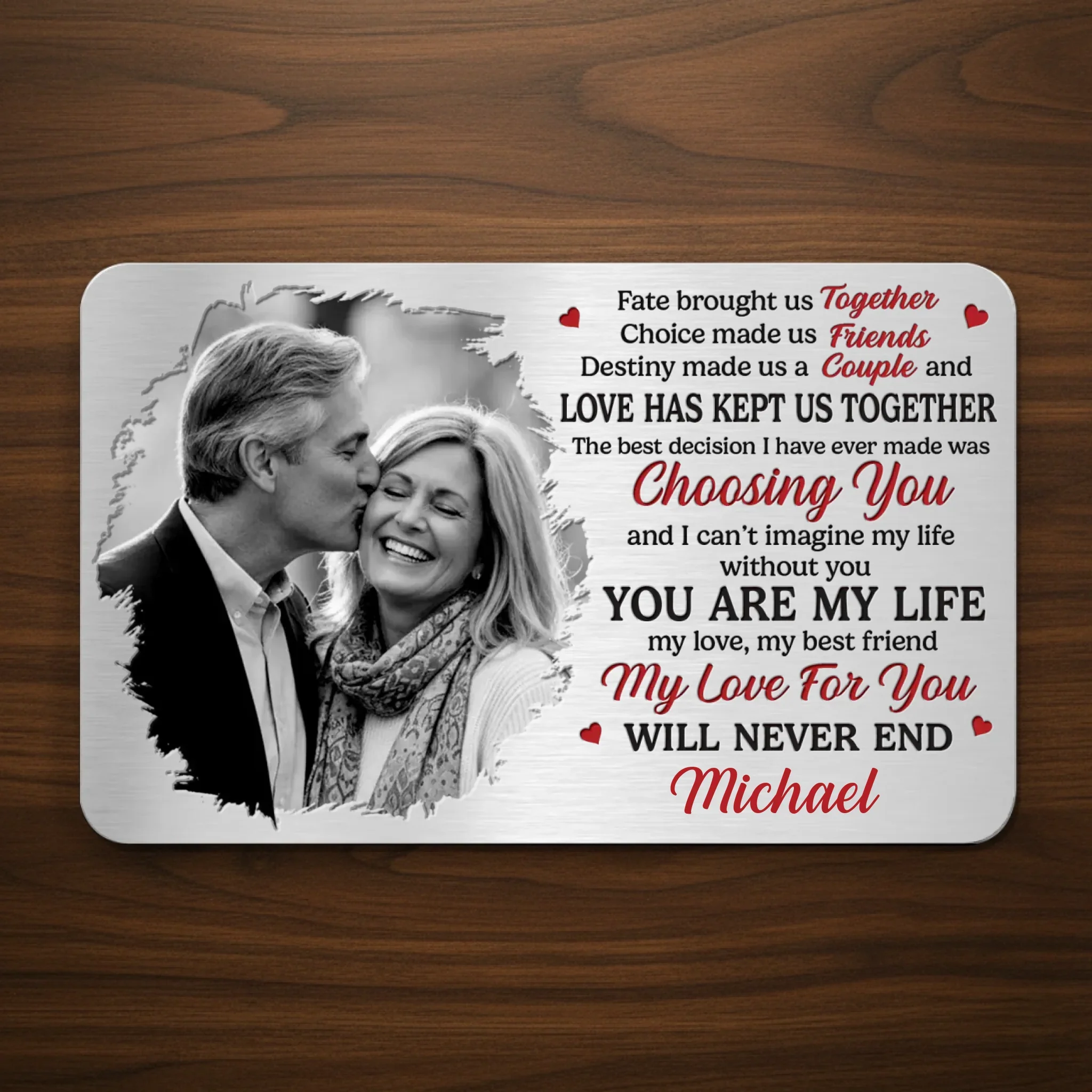 Custom Photo Aluminum Wallet Card - Personalized Anniversary Wedding Gifts For Husband And Wife, Him And Her - Forever Starts With Us - Image 2