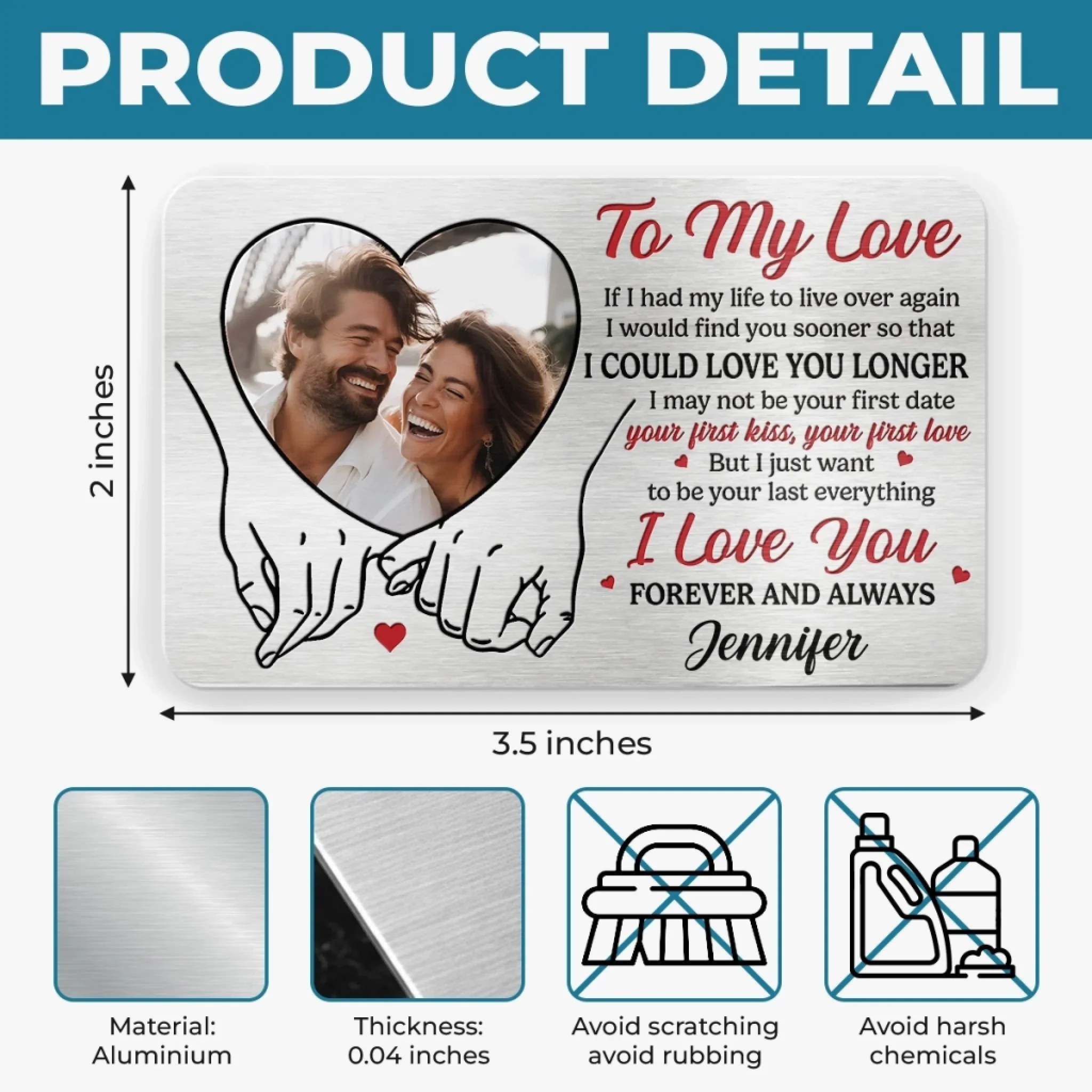 Custom Photo Aluminum Wallet Card - Personalized Anniversary Wedding Gifts For Husband And Wife, Him And Her - You Are My Safe Place - Image 4