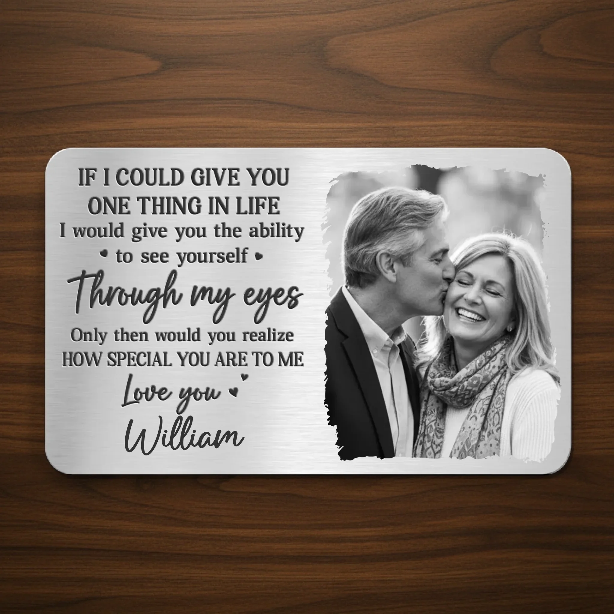 Custom Photo Aluminum Wallet Card - Personalized Anniversary Wedding Gifts For Husband And Wife, Him And Her - You Make My World Gentle - Image 2