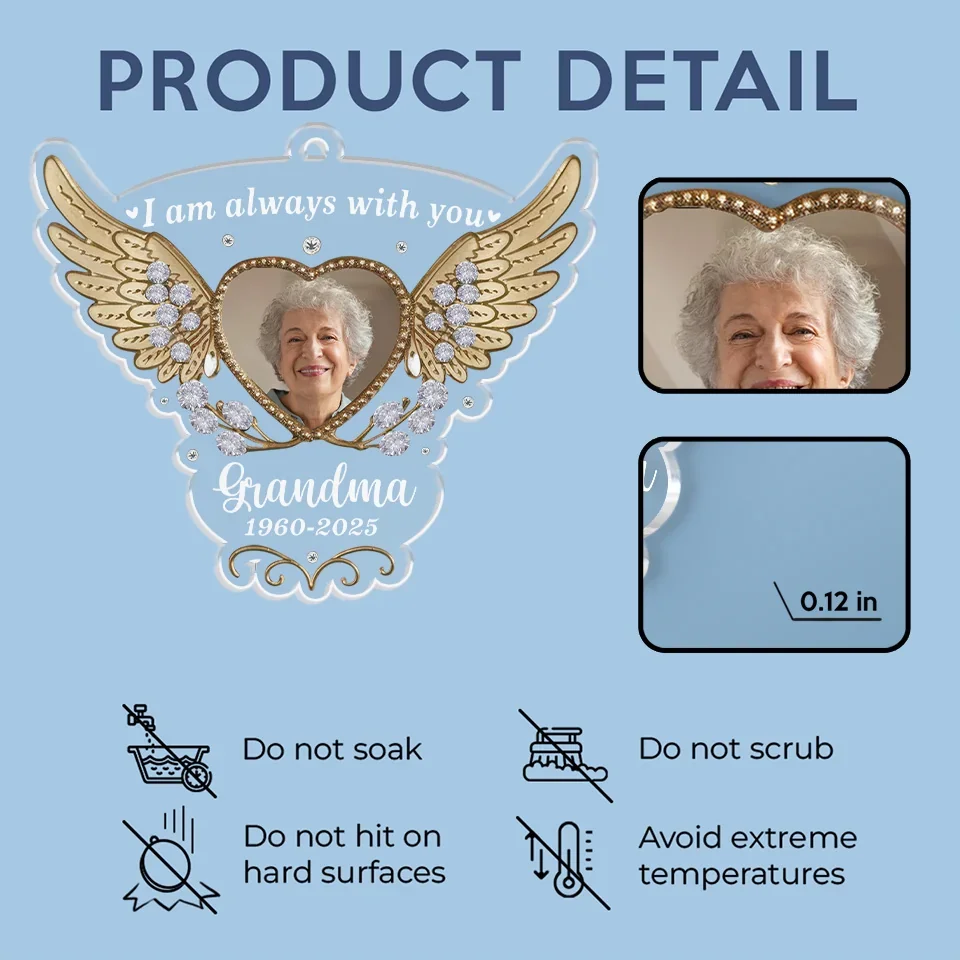 Custom Photo Always In My Thoughts - Memorial Personalized Custom Car Ornament - Acrylic Custom Shaped - Sympathy Gift For Family Members - Image 5