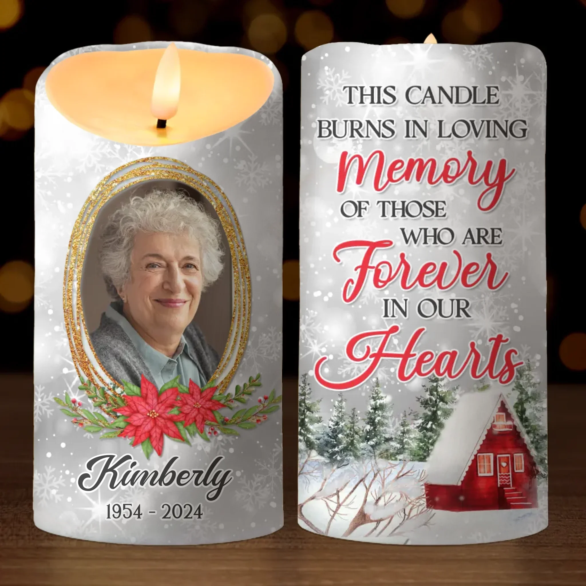Custom Photo Always In Our Hearts - Memorial Personalized Custom LED Candle - Sympathy Gift, Christmas Gift For Family Members - Image 2