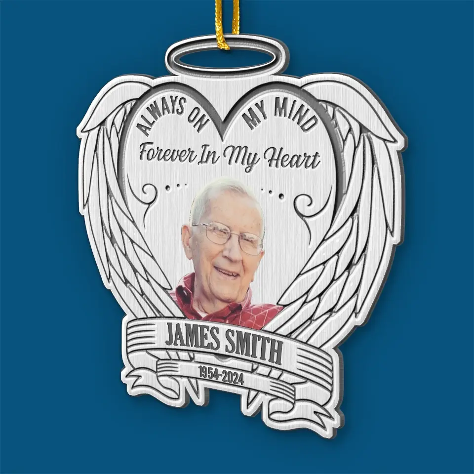 Custom Photo Always On My Mind - Memorial Personalized Custom Ornament - Metal Custom Shaped - Sympathy Gift, Christmas Gift For Family Members - Image 3