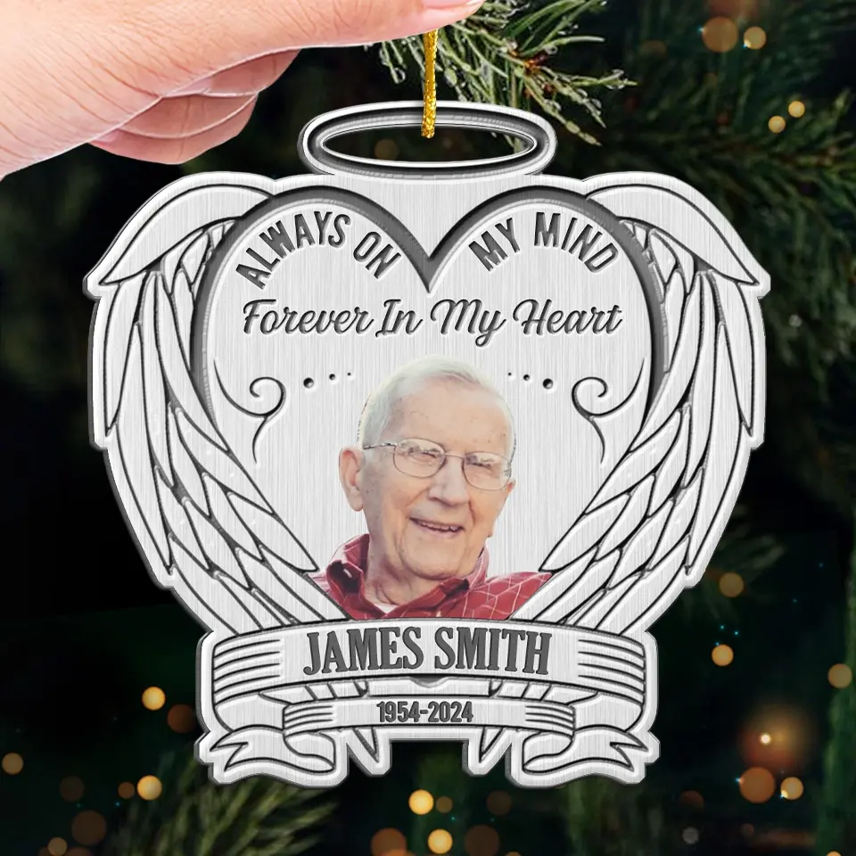 Custom Photo Always On My Mind - Memorial Personalized Custom Ornament - Metal Custom Shaped - Sympathy Gift, Christmas Gift For Family Members - Image 4