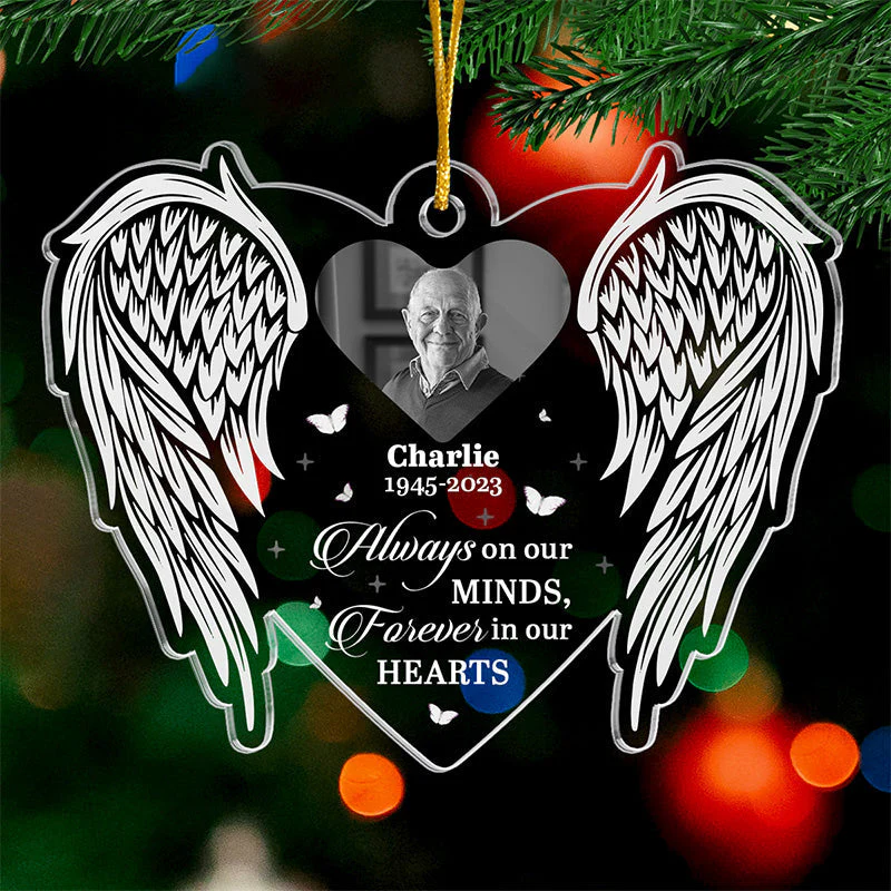 Custom Photo Always On Our Minds - Memorial Personalized Custom Ornament - Acrylic Custom Shaped - Christmas Gift, Sympathy Gift For Family Members - Image 2