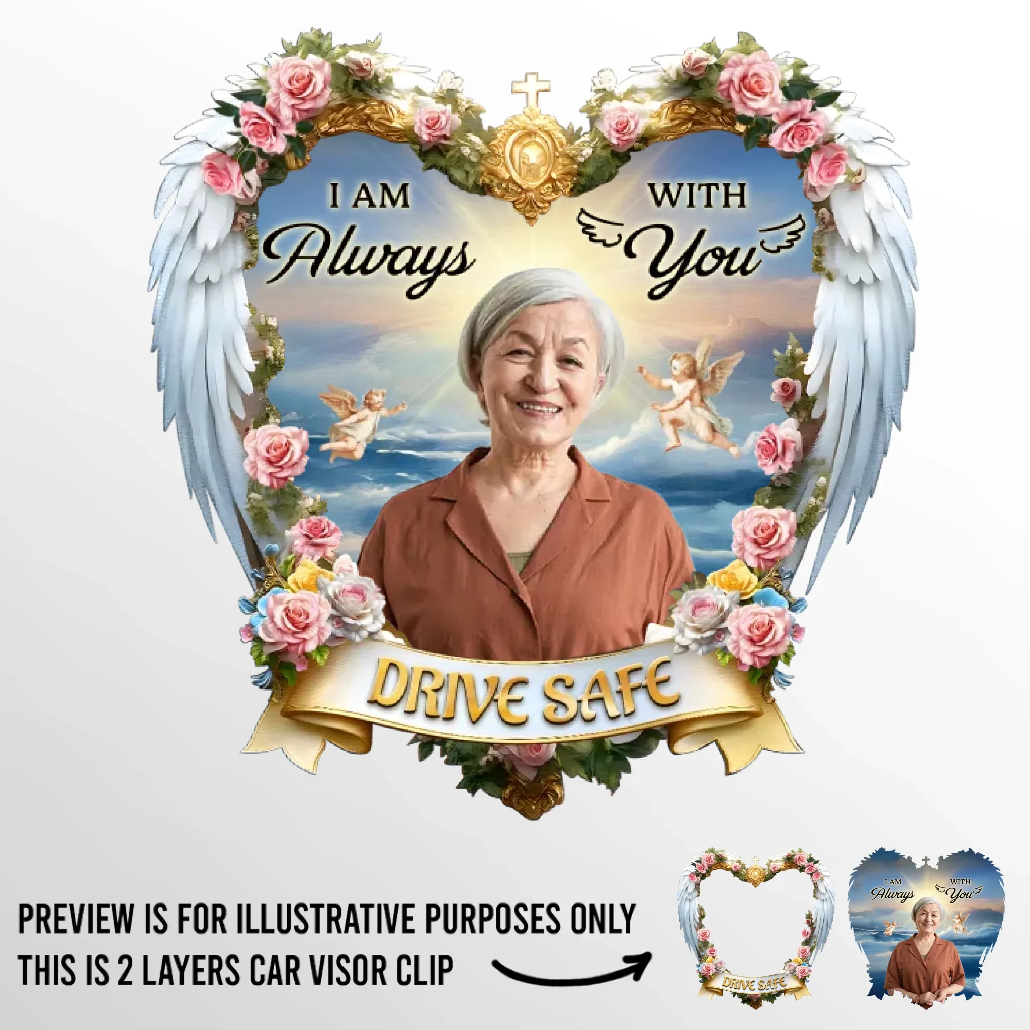 Custom Photo Always Watching Over You - Memorial Personalized Custom Car Visor Clip - Sympathy Gift For Family Members - Image 2