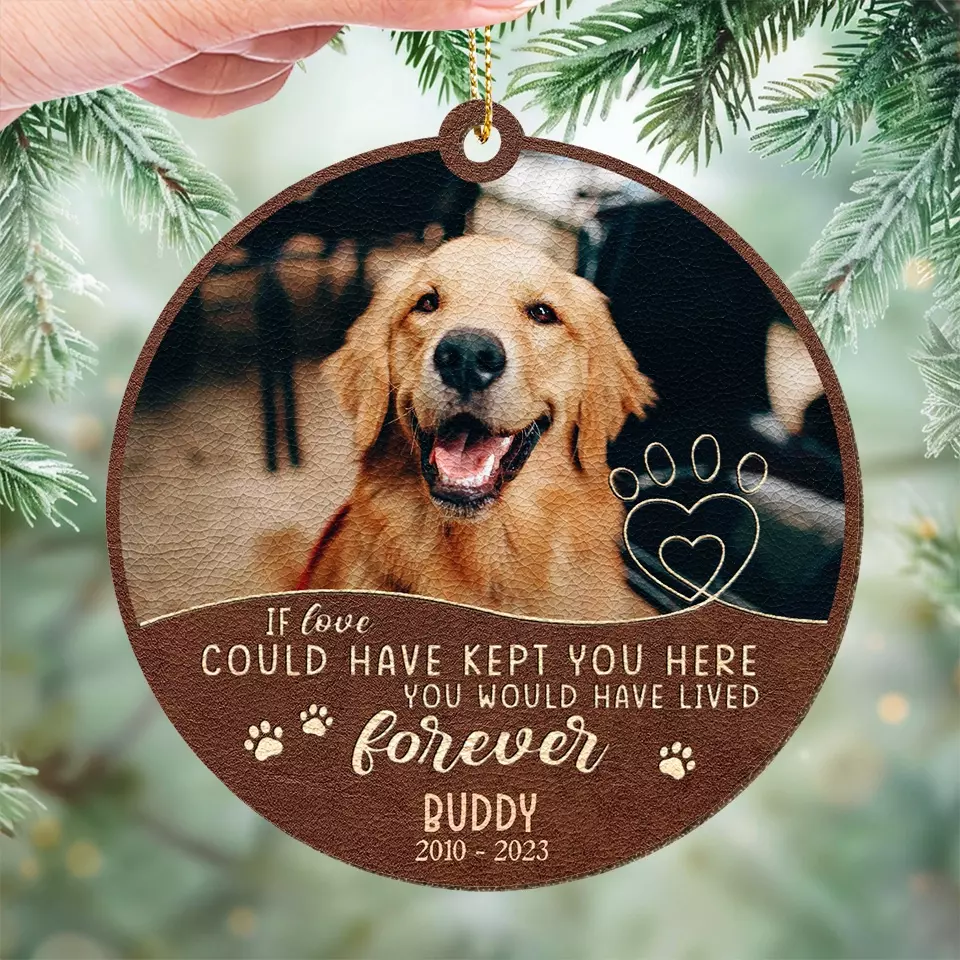 Custom Photo And Tonight I’ll Fall Asleep, With You In My Heart - Memorial Personalized Custom Leather Ornament - Christmas Gift, Sympathy Gift For Pet Owners, Pet Lovers - Image 3