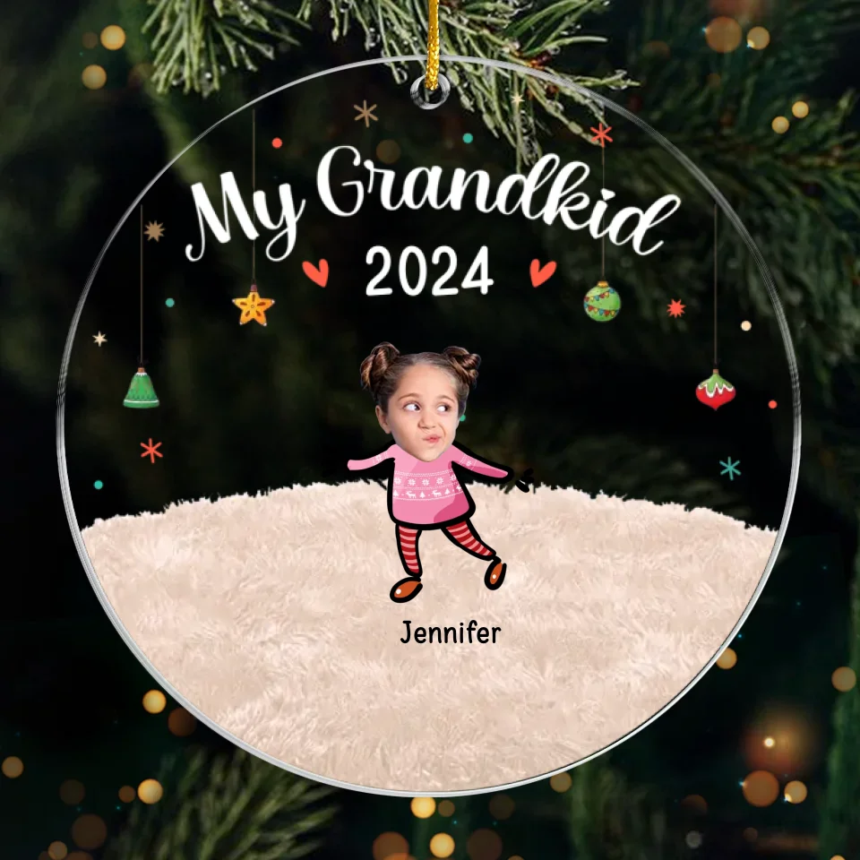 Custom Photo Another Christmas With Grandkids - Family Personalized Custom Ornament - Acrylic Custom Shaped - Christmas Gift For Grandma, Grandpa, Grandkid - Image 2