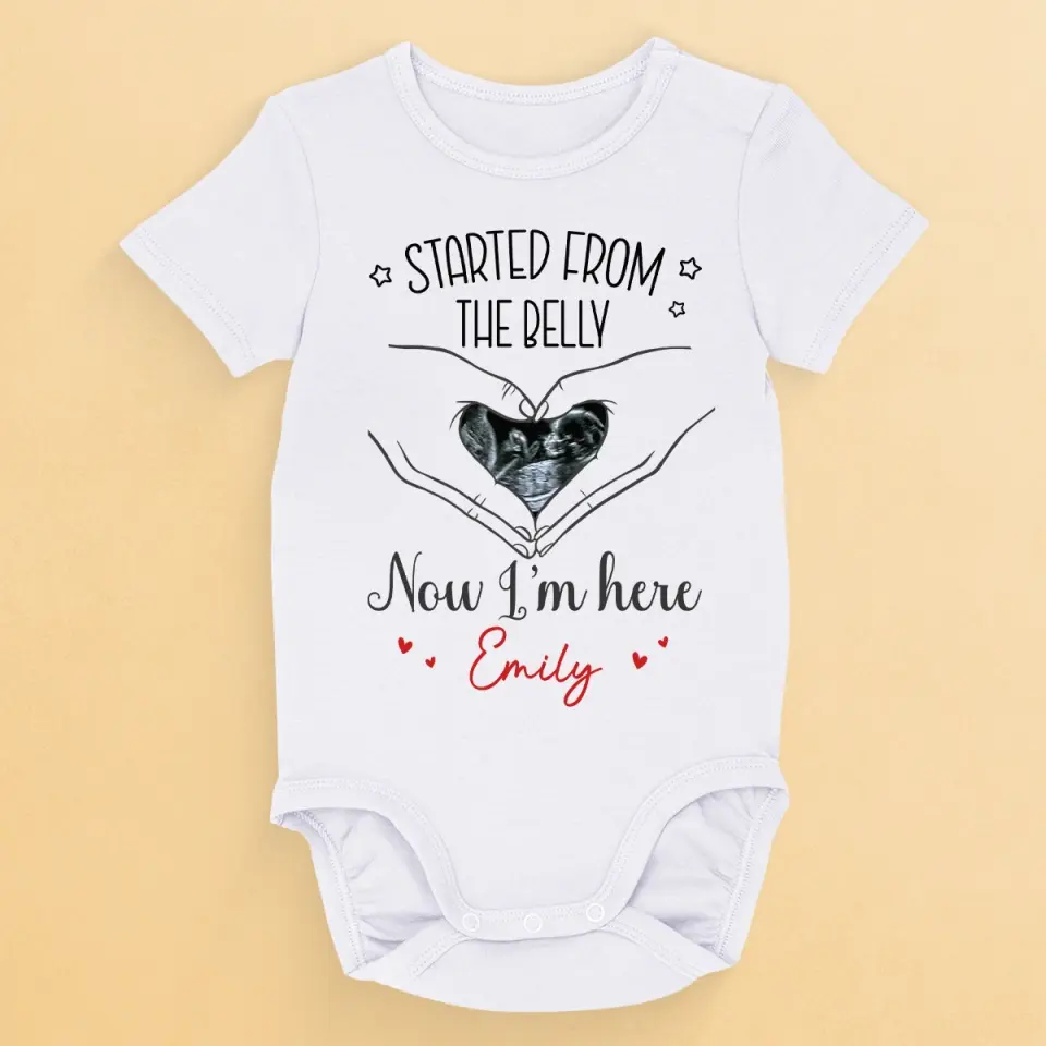 Custom Photo As Seen On Ultrasound - Family Personalized Custom Baby Onesie - Mother's Day, Baby Shower Gift, Gift For First Mom - Image 2