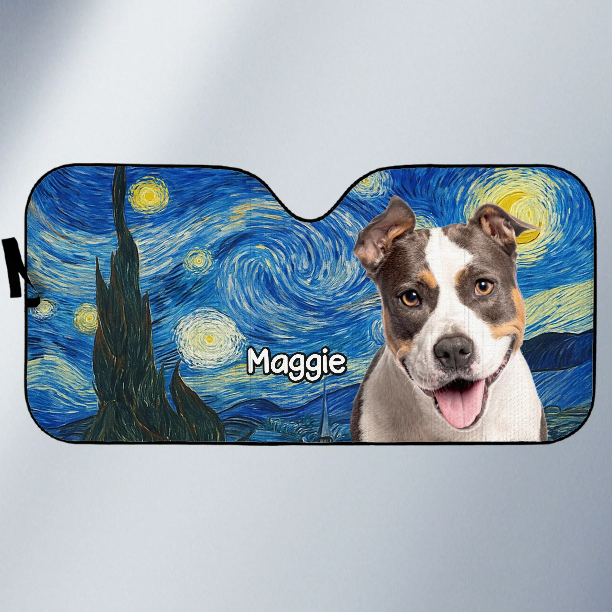 Custom Photo Auto Windshield Sunshade, Car Window Protector - Personalized Birthday Gifts For Dog Cat Lovers, Dog Dad And Mom, Cat Owners - Painted In Fur And Stars - Image 2